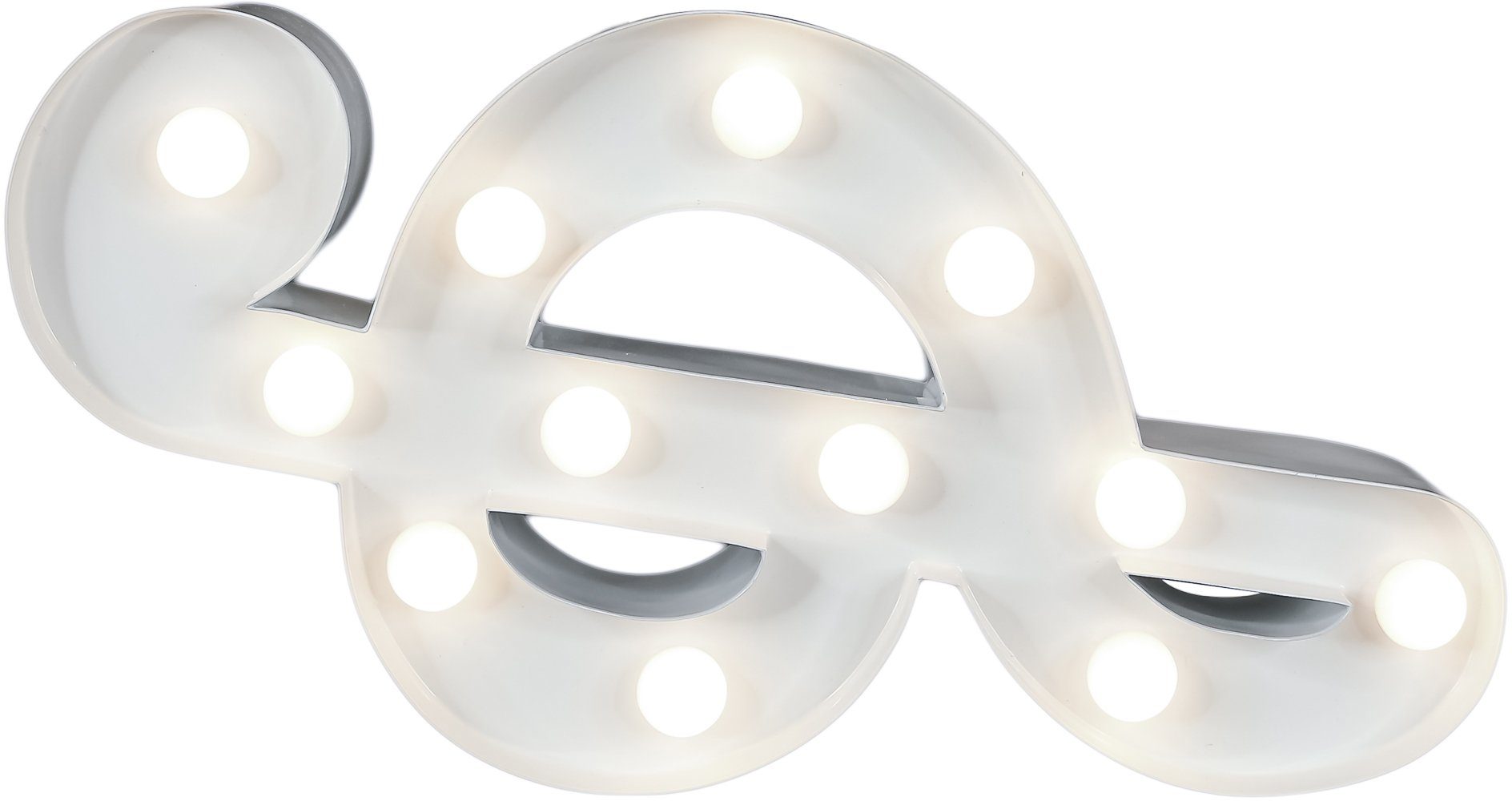 fest LIGHTS 16x31 Energieverbrauch effiziente durch Warmweiß, Dekolicht - Wandlampe, festverbauten Geringer Tischlampe Music-Clef LED 12 integriert, LED MARQUEE Music-Clef, LED-Technik LEDs mit cm,