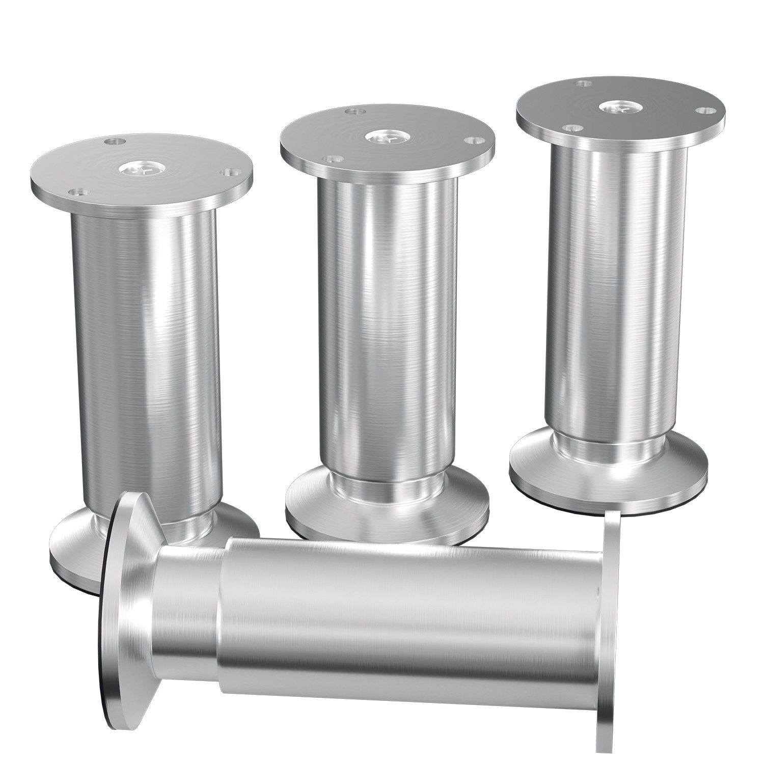 Clanmacy Möbelfuß 4X Möbelfüße Sockelfüße Couchfüße Möbelfuß Verstellbar-Aluminium-80mm