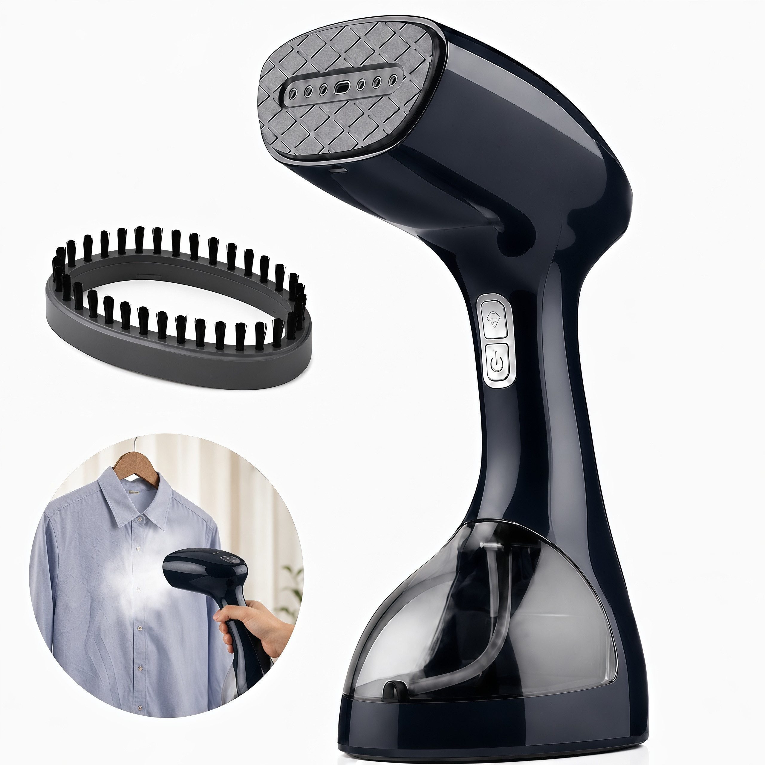ibettertec Dampfglätter Dampfbügeleisen 2000-2500W Hand-Dampfglätter mit 3 Dampfstufen, 2000 W, 265 ML Wassertank, Keramik-Dampfplatte, Reise-Dampfbürste für Kleidung