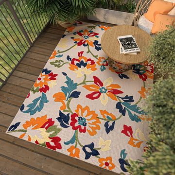 Designteppich In- & Outdoor Teppich Wetterfest & UV-beständig Balkon - Bunt, Mazovia, 80 x 150 cm, Höhe 6 mm, Kurzflor - niedrige Florhöhe, Weich, Pflegeleicht, Flachgewebe