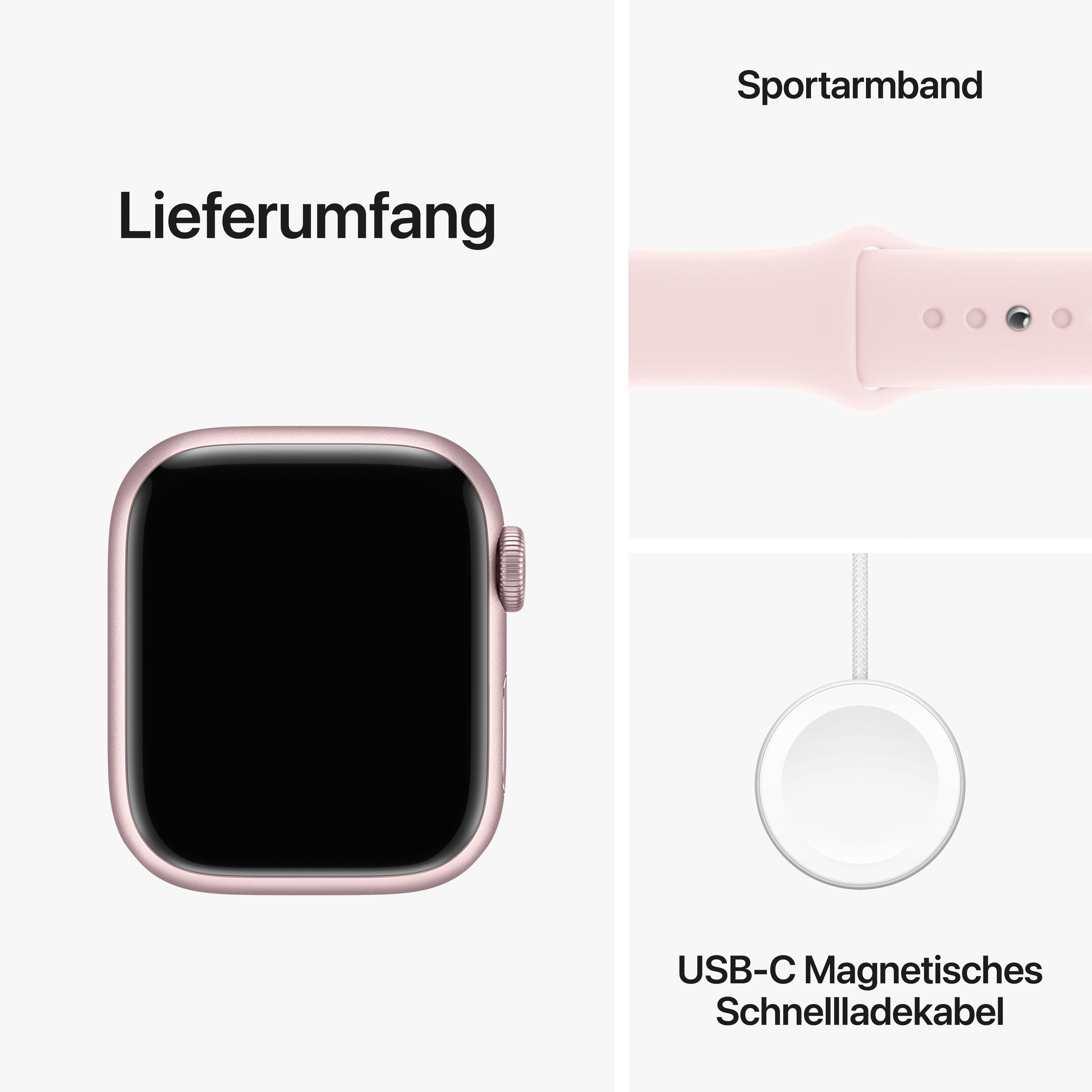 Apple Watch Series 9 GPS M/L | Sport Aluminium Pink cm/1,69 41mm (4,1 Watch Band Rosa OS 10), Smartwatch Zoll