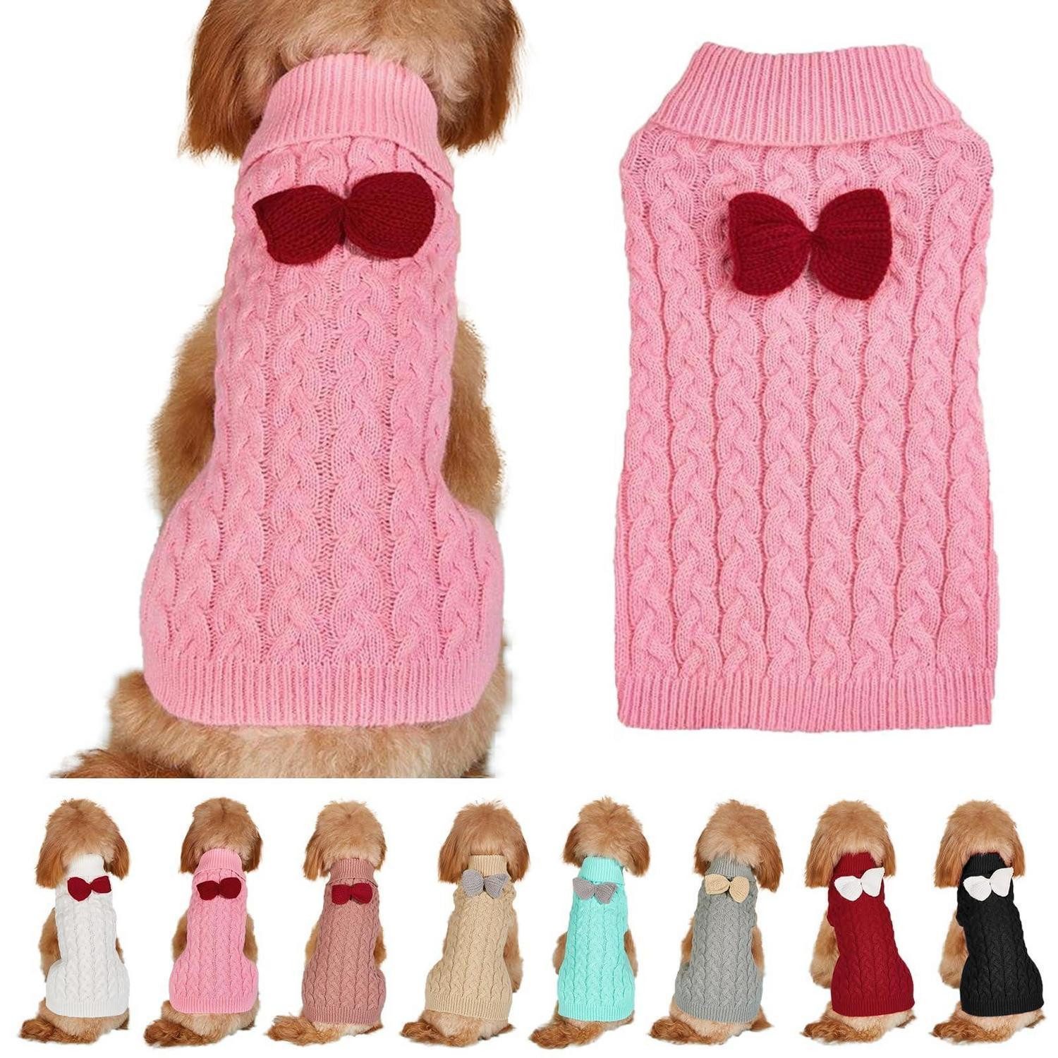 LuxusKollektion Hundepullover Hundepullover Rollkragen mit Schleife Rosa XL