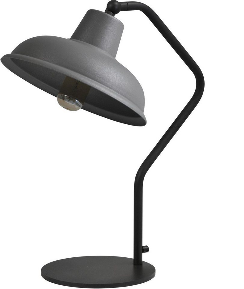 DI Leuchtmittel, Metall 53 cm ohne Licht-Erlebnisse Nachttischlampe E27 Grau PANNA, Tischlampe Schwarz Beleuchtung Industrial