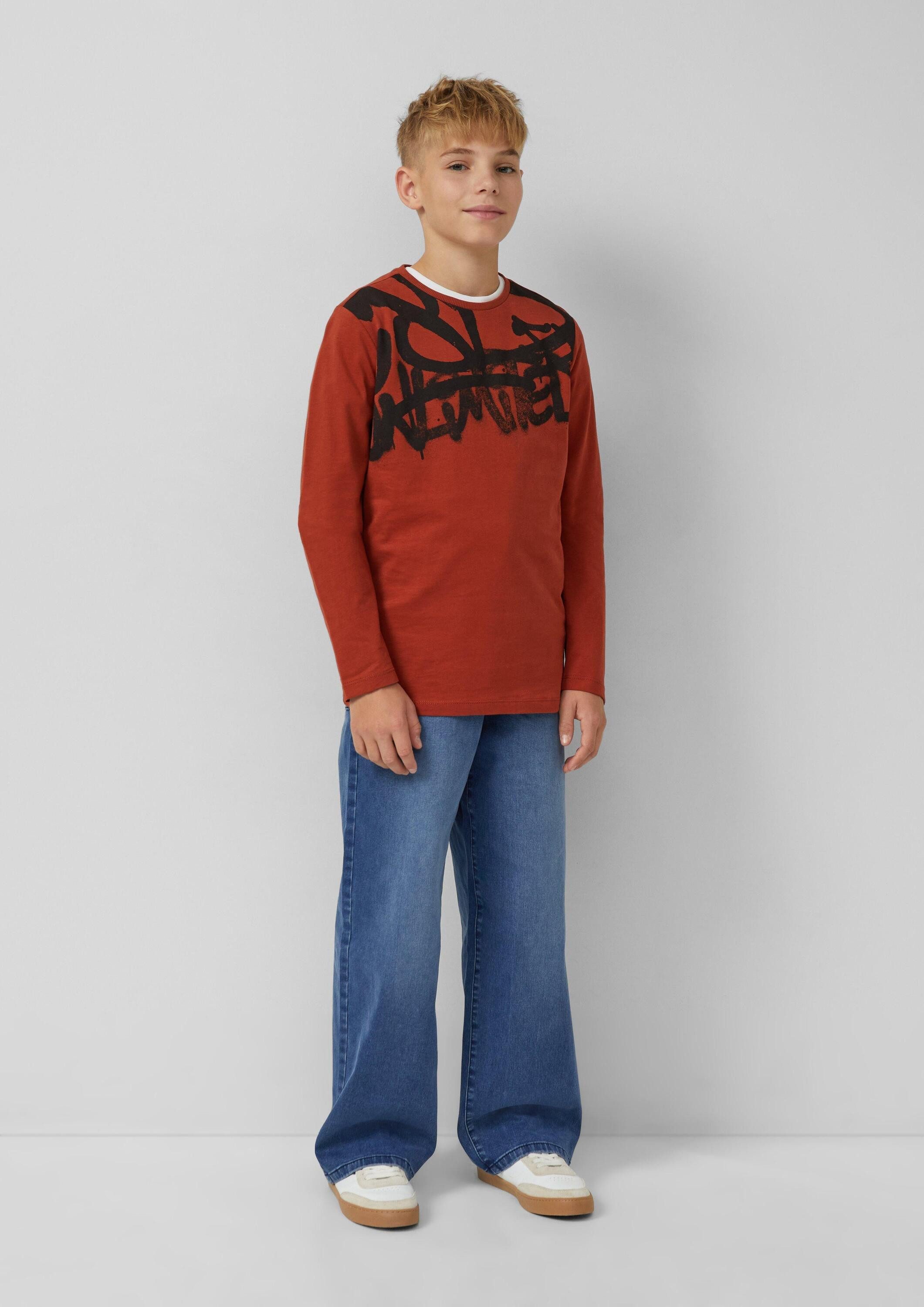 s.Oliver Langarmshirt T-Shirt Longsleeve mit Graffiti-Print – Bild 3 von 4