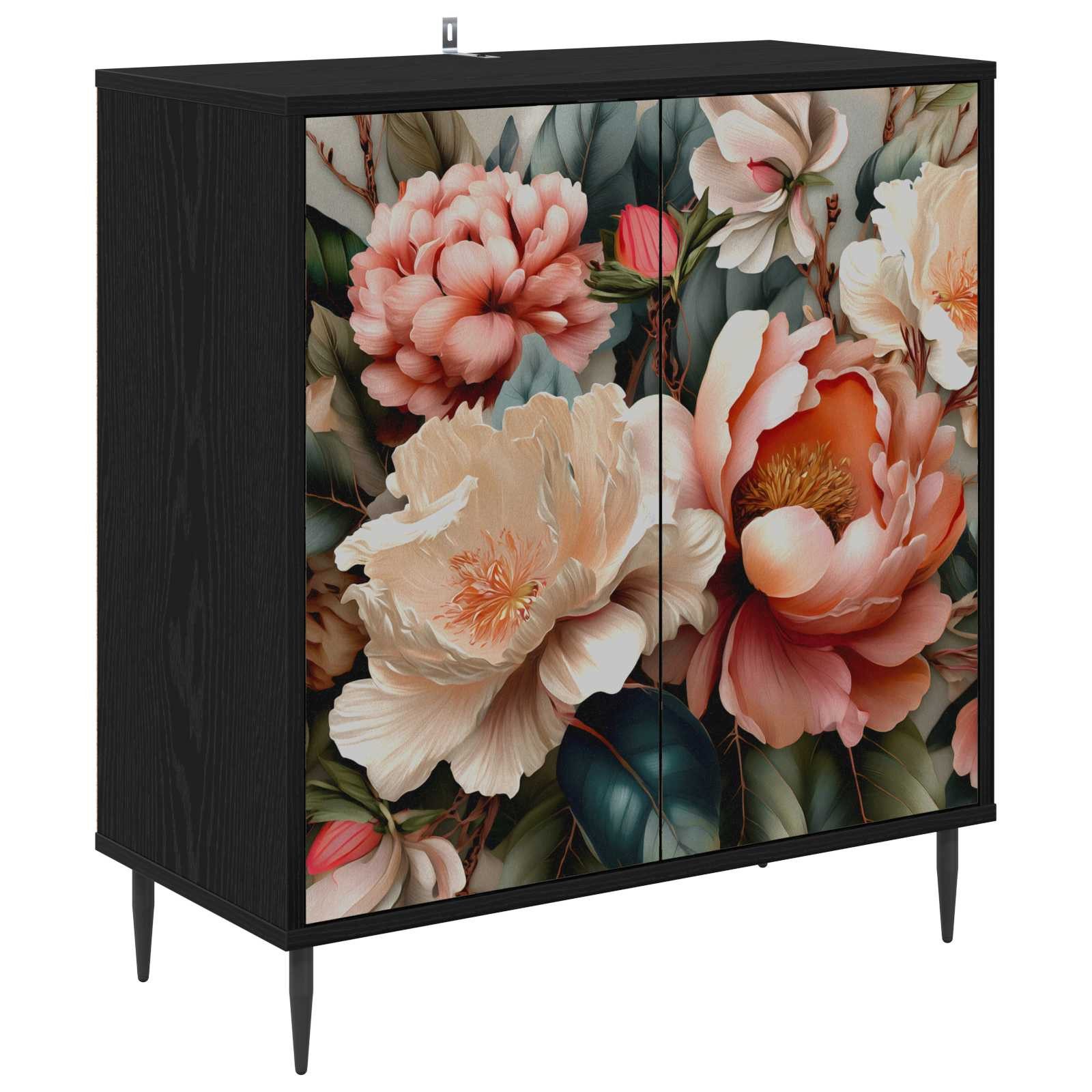 vidaXL Sideboard Sideboard BORNE Schwarz Eichen-Optik 69 x 33 x 76 cm (1 St)