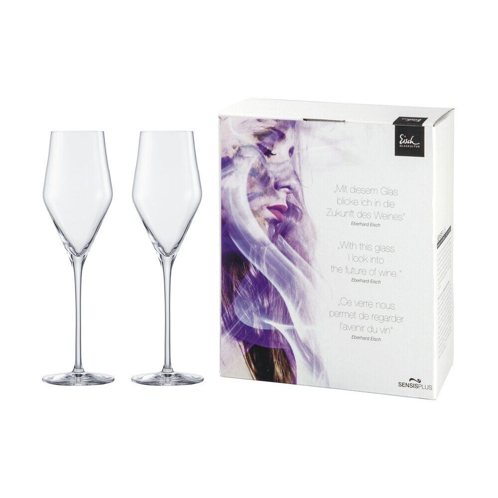 Eisch Germany Champagnerglas Champagnerglas 2er-Set Sky Sensis plus klar, Kristallglas, 260ml, Kristallglas, spülmaschinenfest