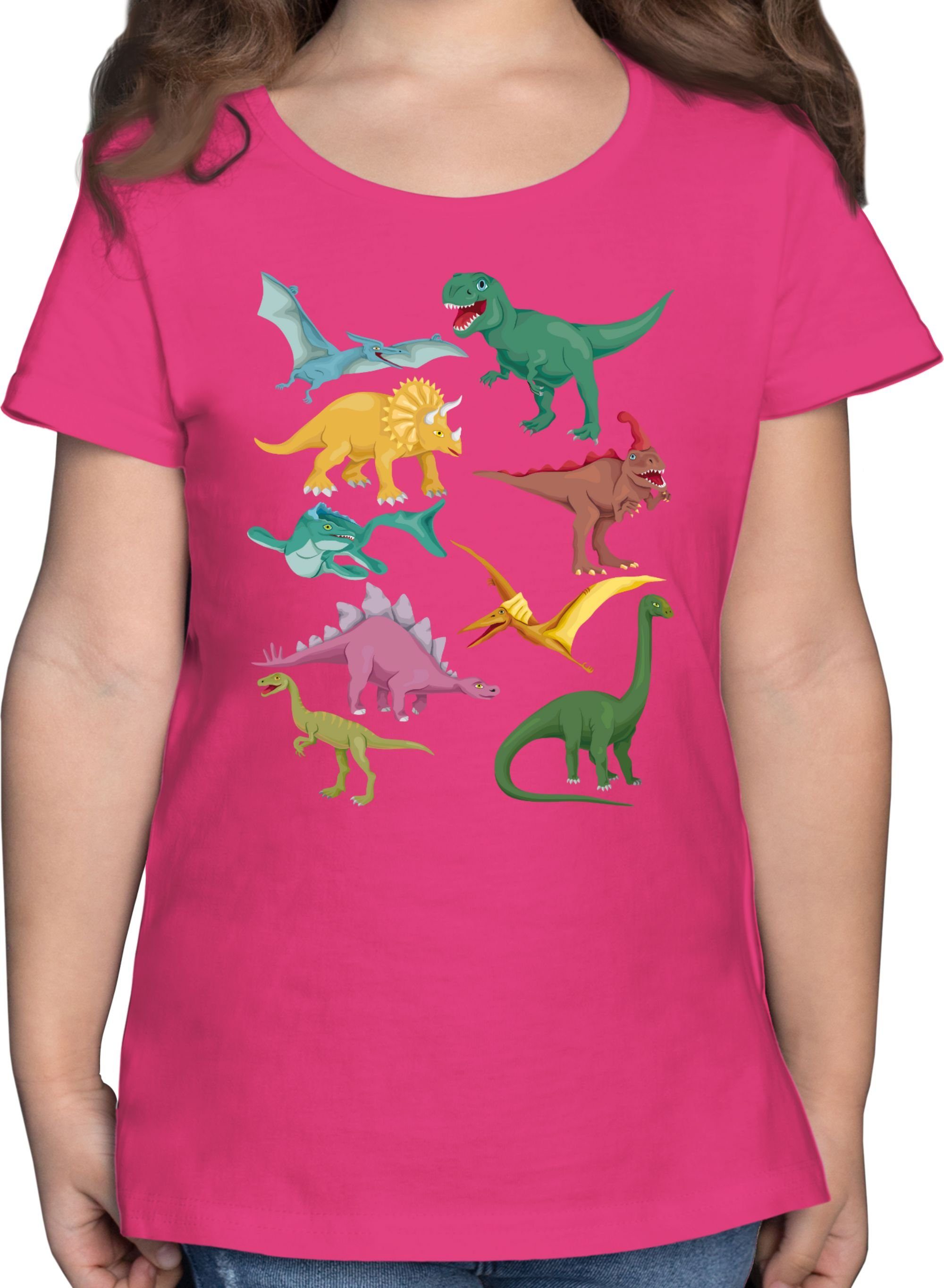 Fuchsia Animal Print Dinos 1 T-Shirt Shirtracer Tiermotiv