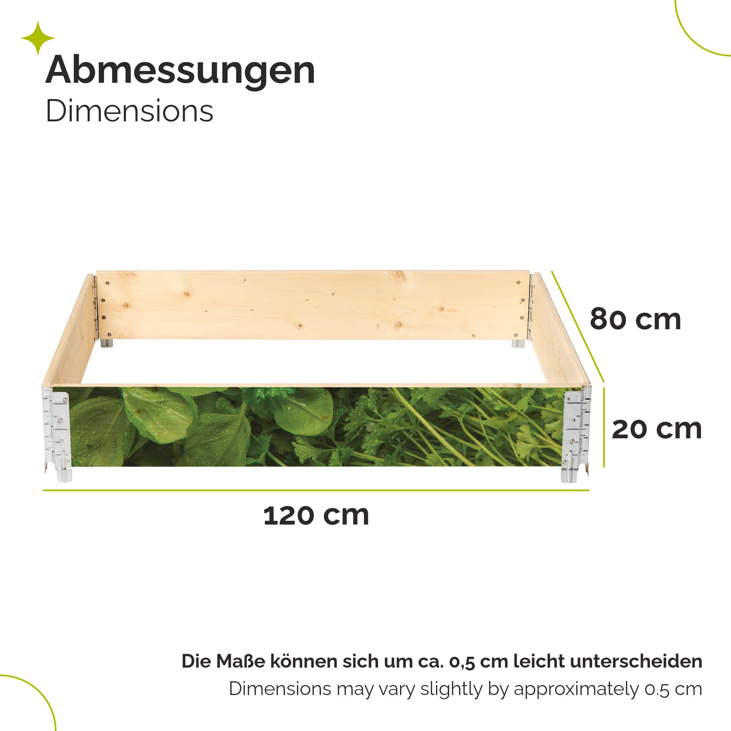 Garronda Hochbeet-Profil Holzaufsatzrahmen mit Print (ohne Palette) 120x80cm GD-0105 (1-St) – Bild 3 von 5