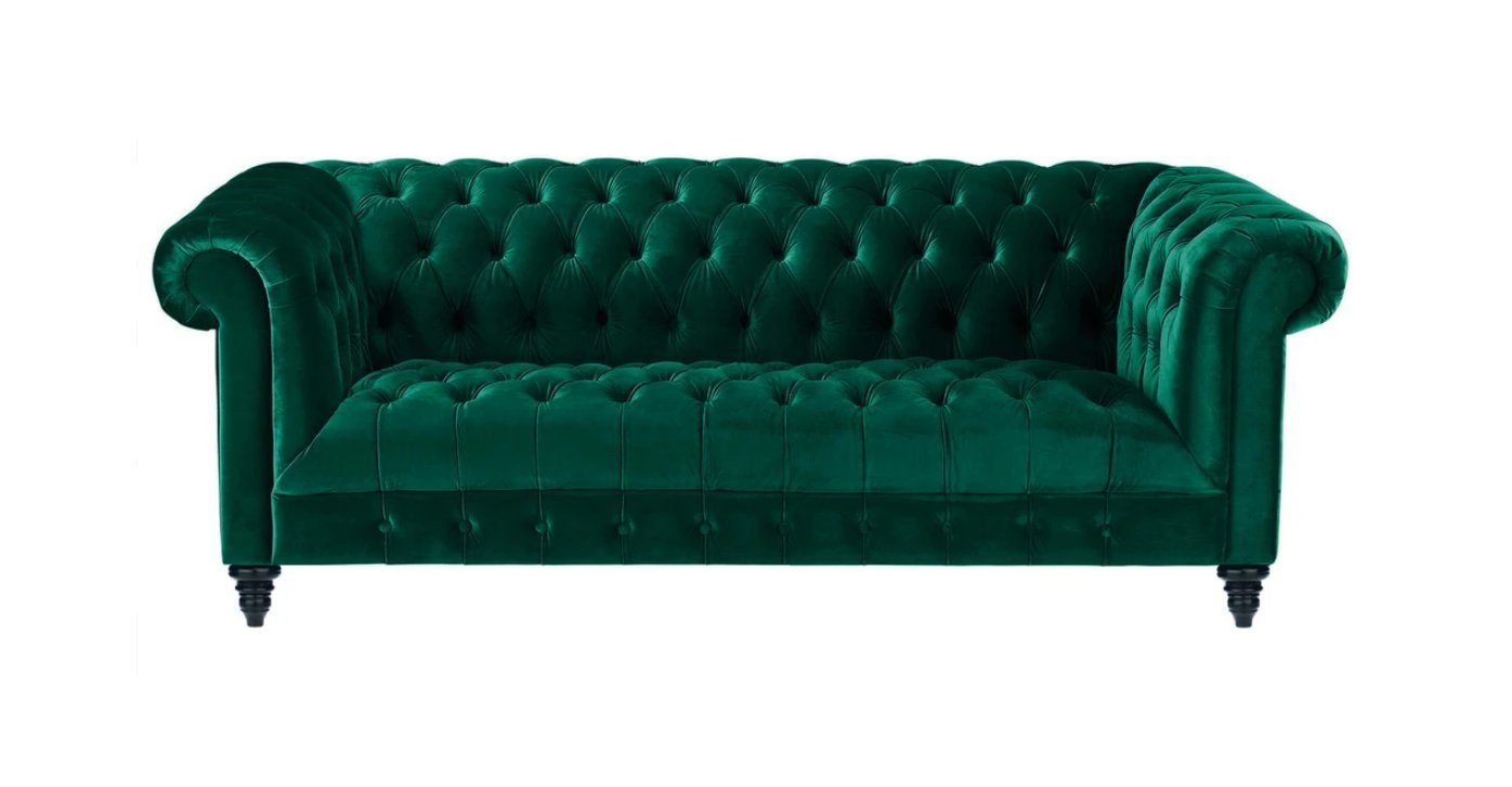 Möbel Turkis Knöpfen JVmoebel Dreisitzer Chesterfield Luxus Samt mit Couch Sofa Chesterfield-Sofa, Polster