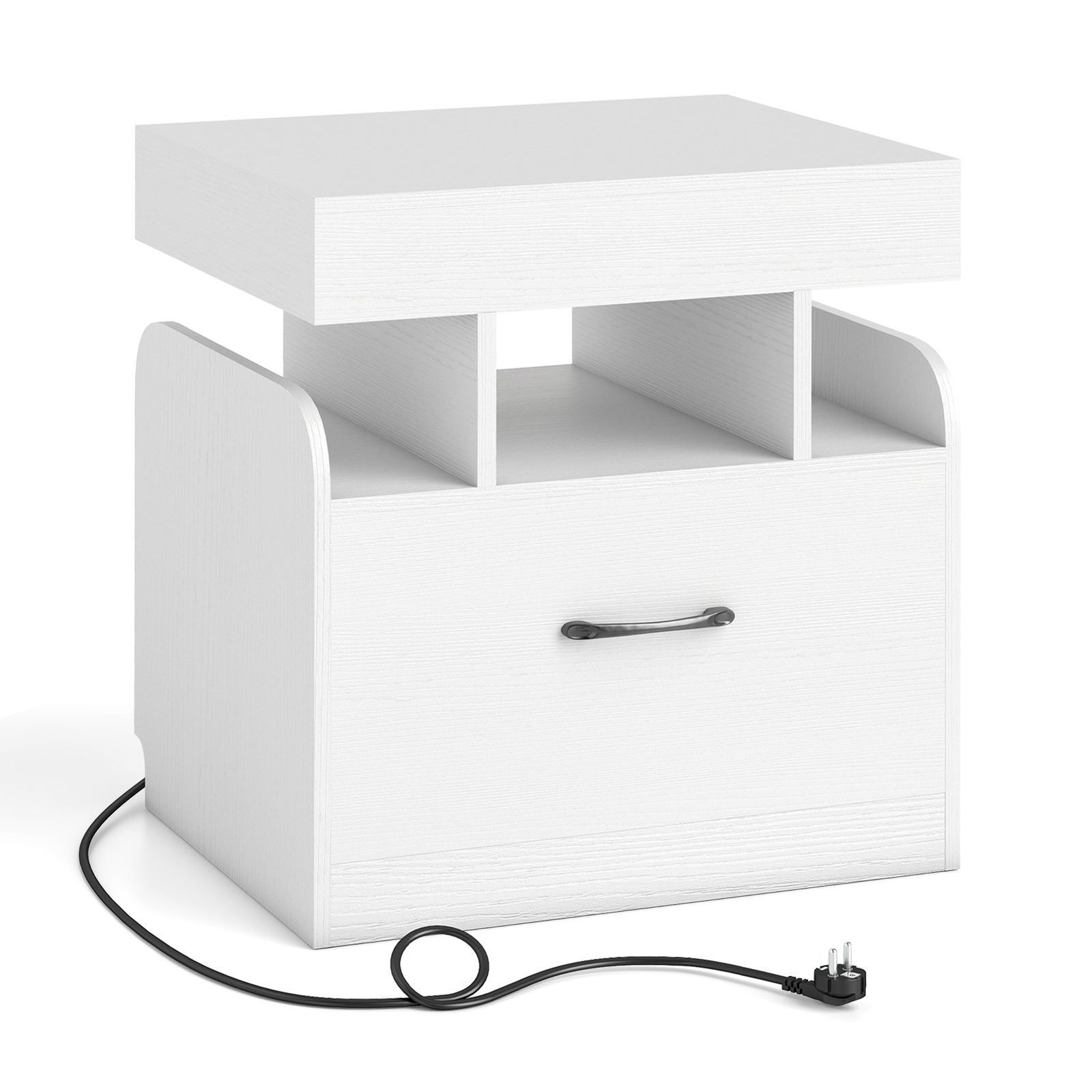 COSTWAY Nachttisch (1-St), Beistelltisch, Sofatisch, mit Ladestation, Schublade