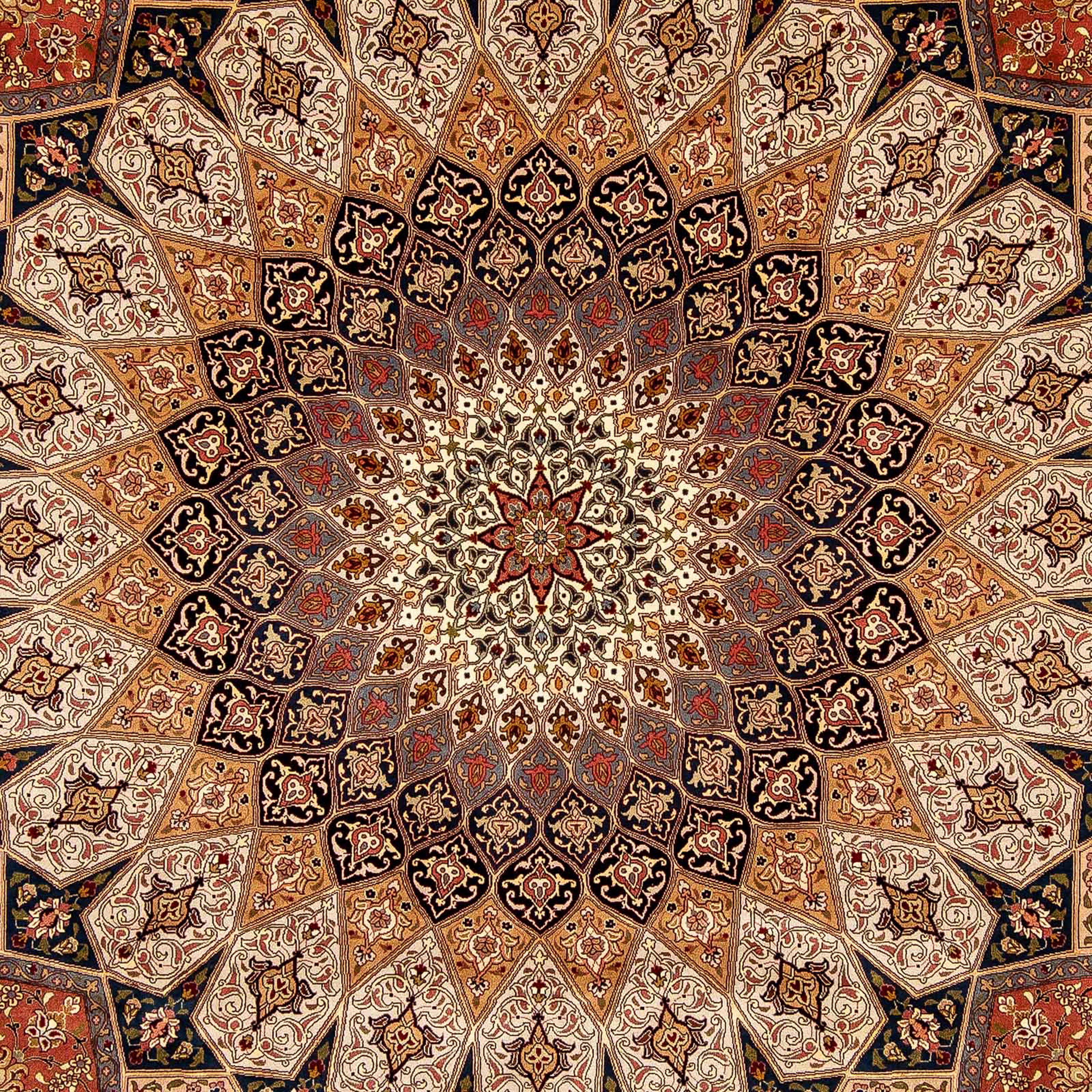 Orientteppich Perser rechteckig, Handgeknüpft, mm, cm morgenland, Einzelstück Täbriz - mehrfarbig, Wohnzimmer, 253 Höhe: x Zertifikat Royal - 7 mit - - 351