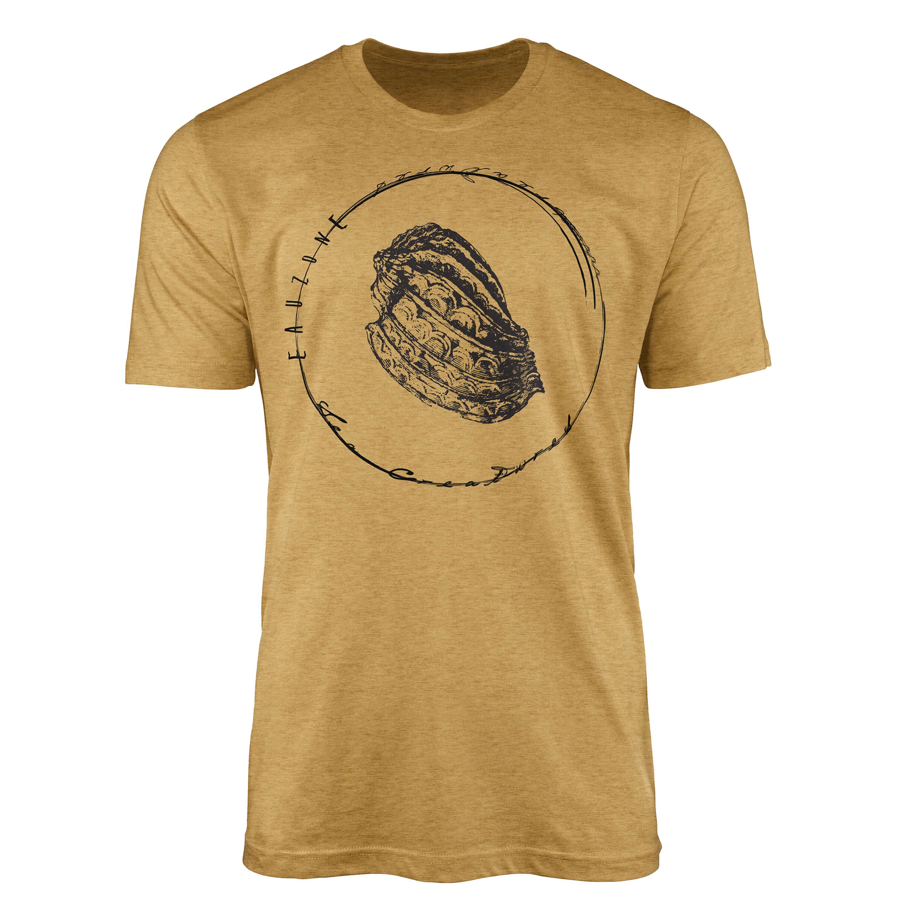 Sinus Art T-Shirt T-Shirt Tiefsee Fische - Serie: Sea Creatures, feine Struktur und sportlicher Schnitt / Sea 072 Antique Gold