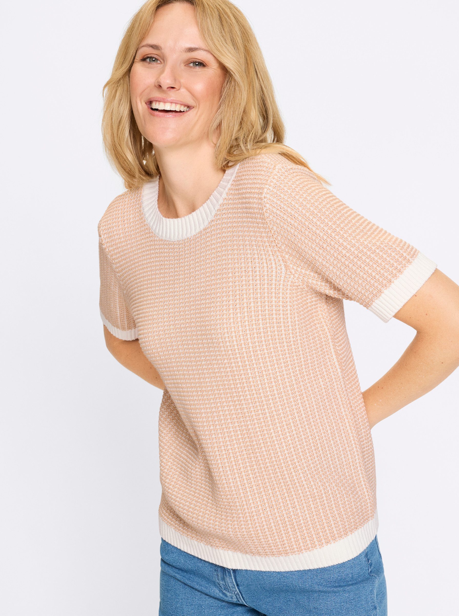 Sieh an! Strickpullover Kurzarm-Pullover Kurzarm Struktur