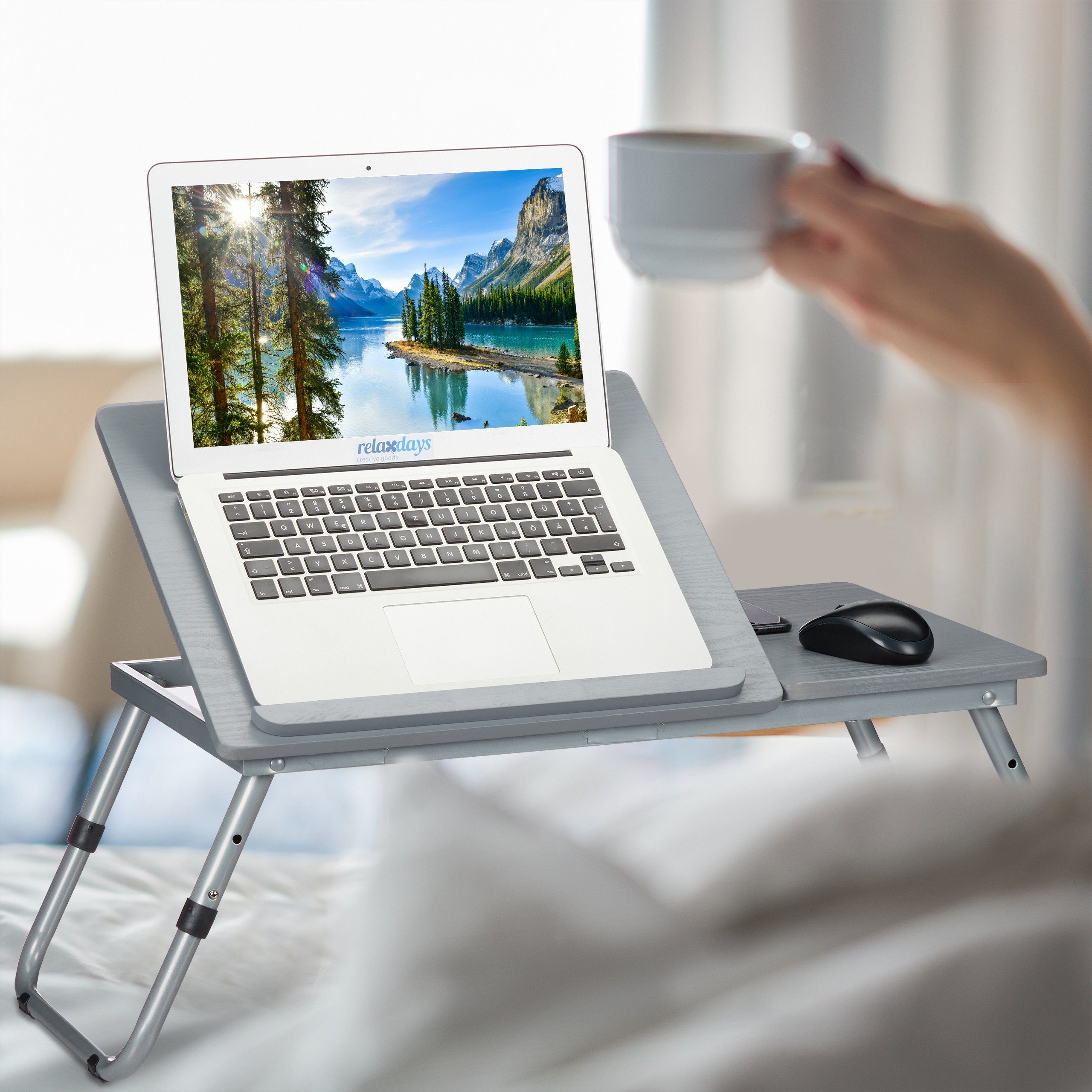 relaxdays Laptoptisch Grauer Laptoptisch höhenverstellbar günstig online kaufen