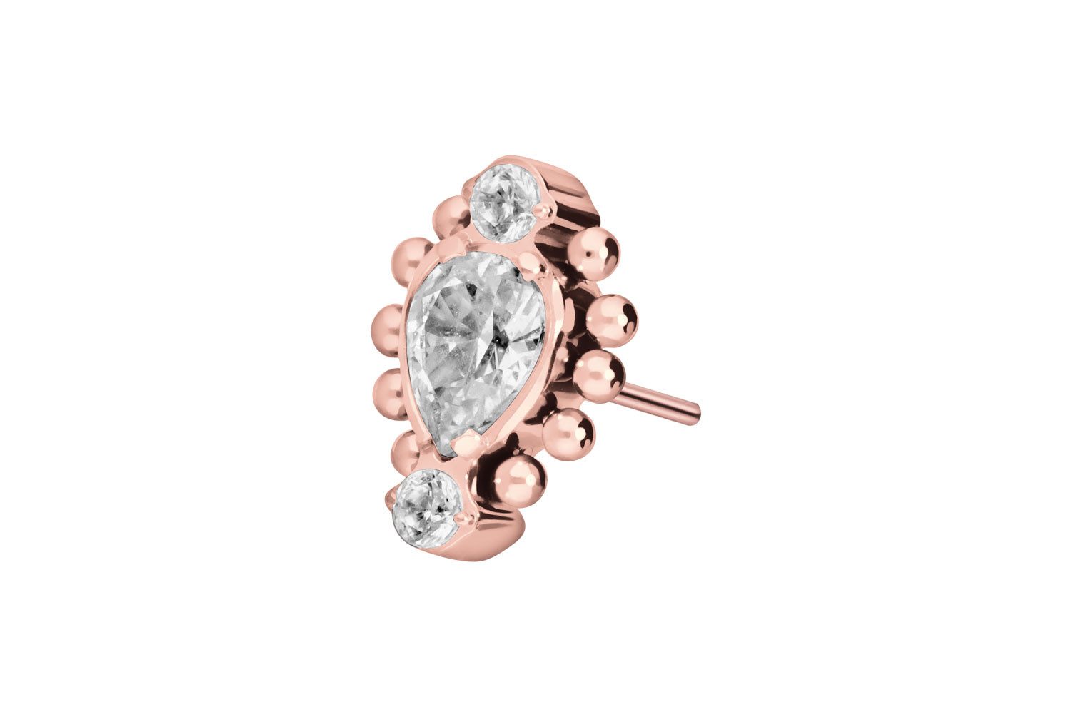 Piercing-Set Titan Aufsatz mit Push Pin 3 EINGEFASSTE KRISTALLE + KUGELN