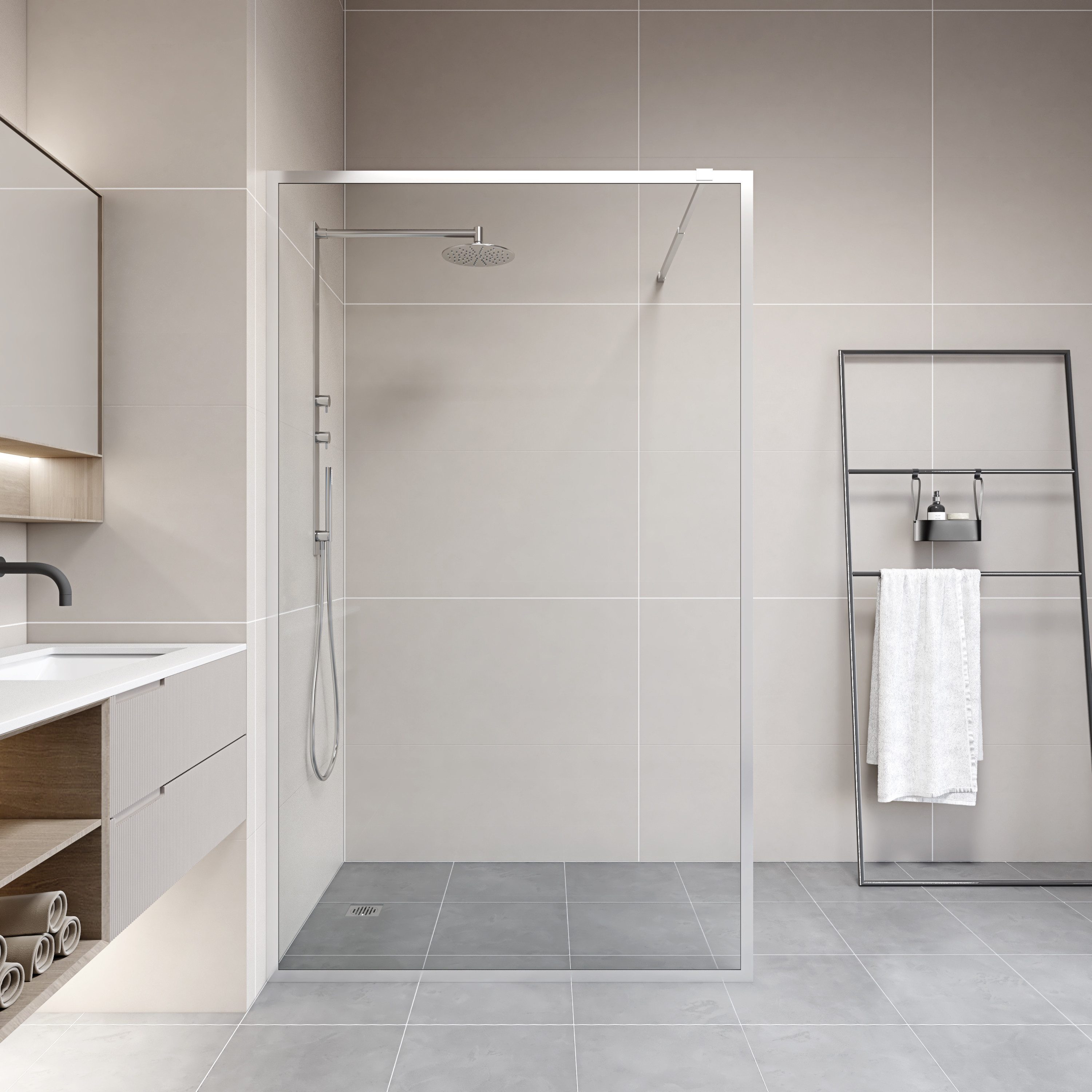 Marwell Walk-in-Dusche Style, Einscheibensicherheitsglas, hochwertige Aluminiumprofile