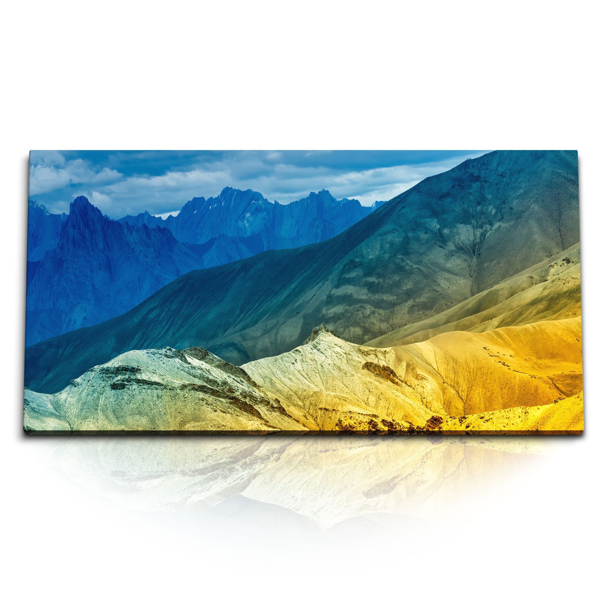 Leinwandbild Kunstdruck Bilder 120x60cm Berge Gebirge Sonnenuntergang Blau Natur