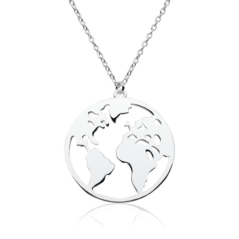Silberkette Kette Weltanhänger 925er Silber