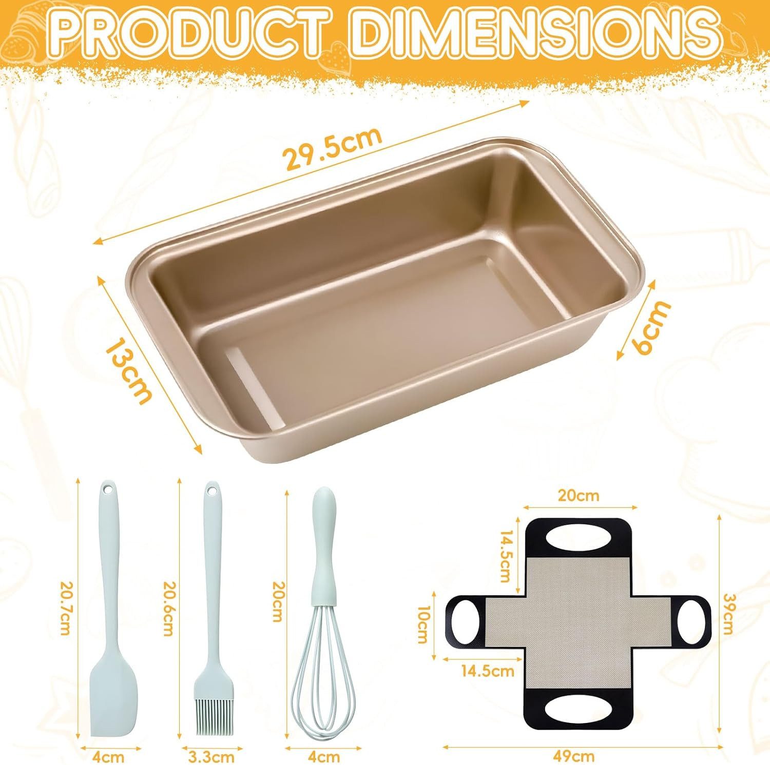 FELIXLEO Kastenform Brotbackform Edelstahl 2er Set Antihaft Kastenform 25,4x13x5,8cm Gold, (1-tlg)