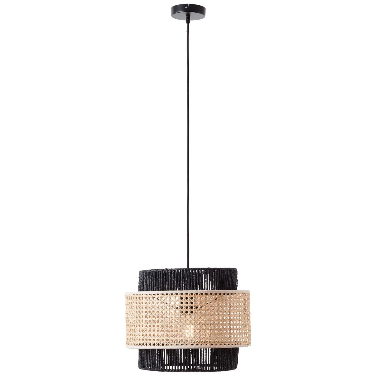 Brilliant Pendelleuchte Arles, Lampe, Arles Pendelleuchte 35cm schwarzmatt/rattan, 1x A60, E27, 40W