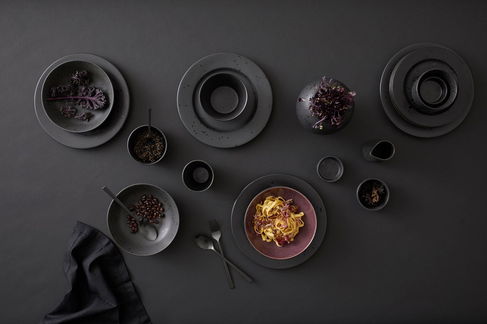 Bitz Pastateller Pastateller matt black / shiny lilac 20 cm, Pastateller 20 cm Schwarz/Lila