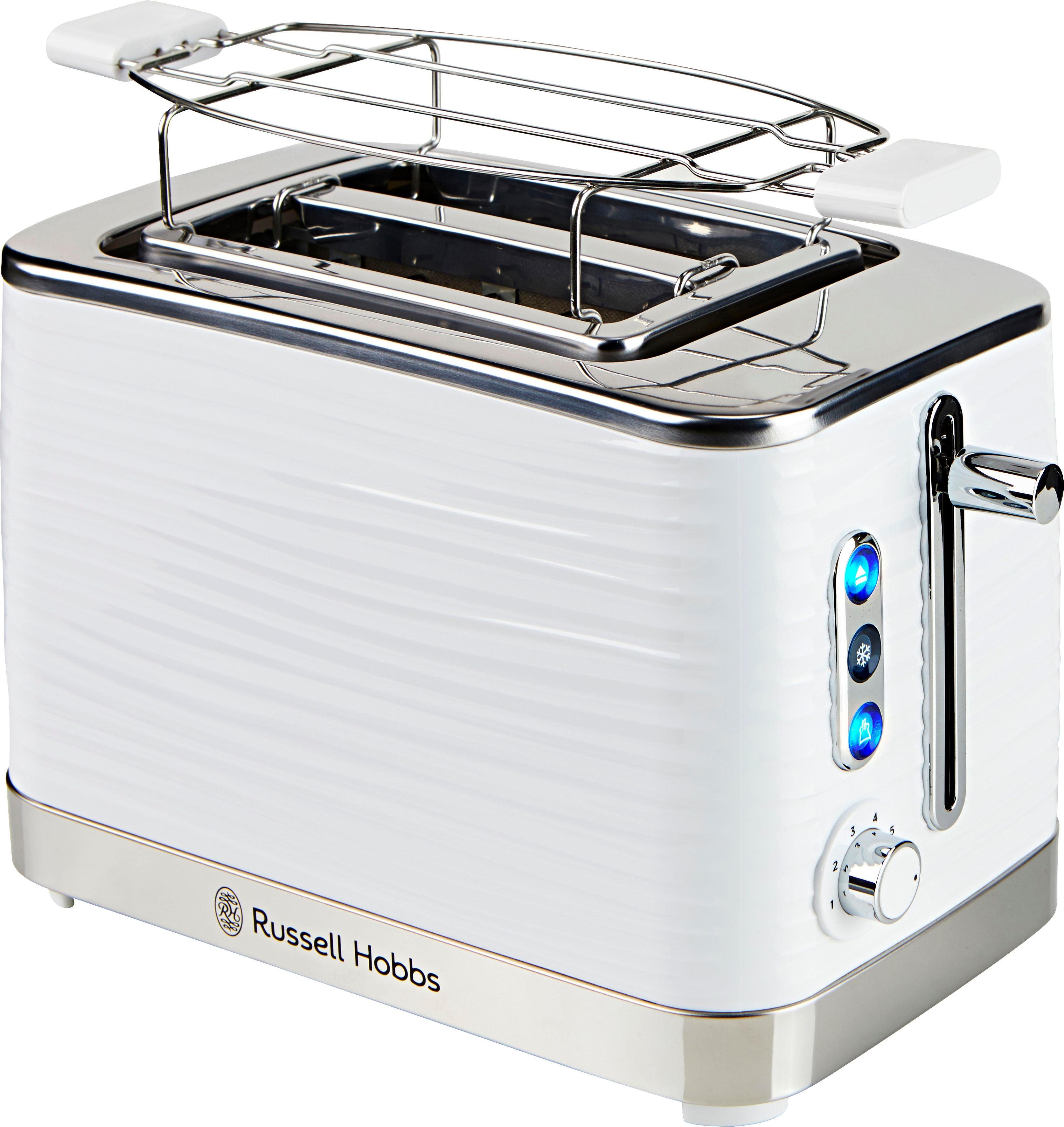 Brötchenaufsatz breite Toaster & Toastschlitze Bräunungsstufen; Krümelschublade, für extra Inspire 24370-56, 6 1050 breite Scheiben kurze Toastschlitze, 2 2 RUSSELL 2 W, einstellbare extra Schlitze, 2 HOBBS