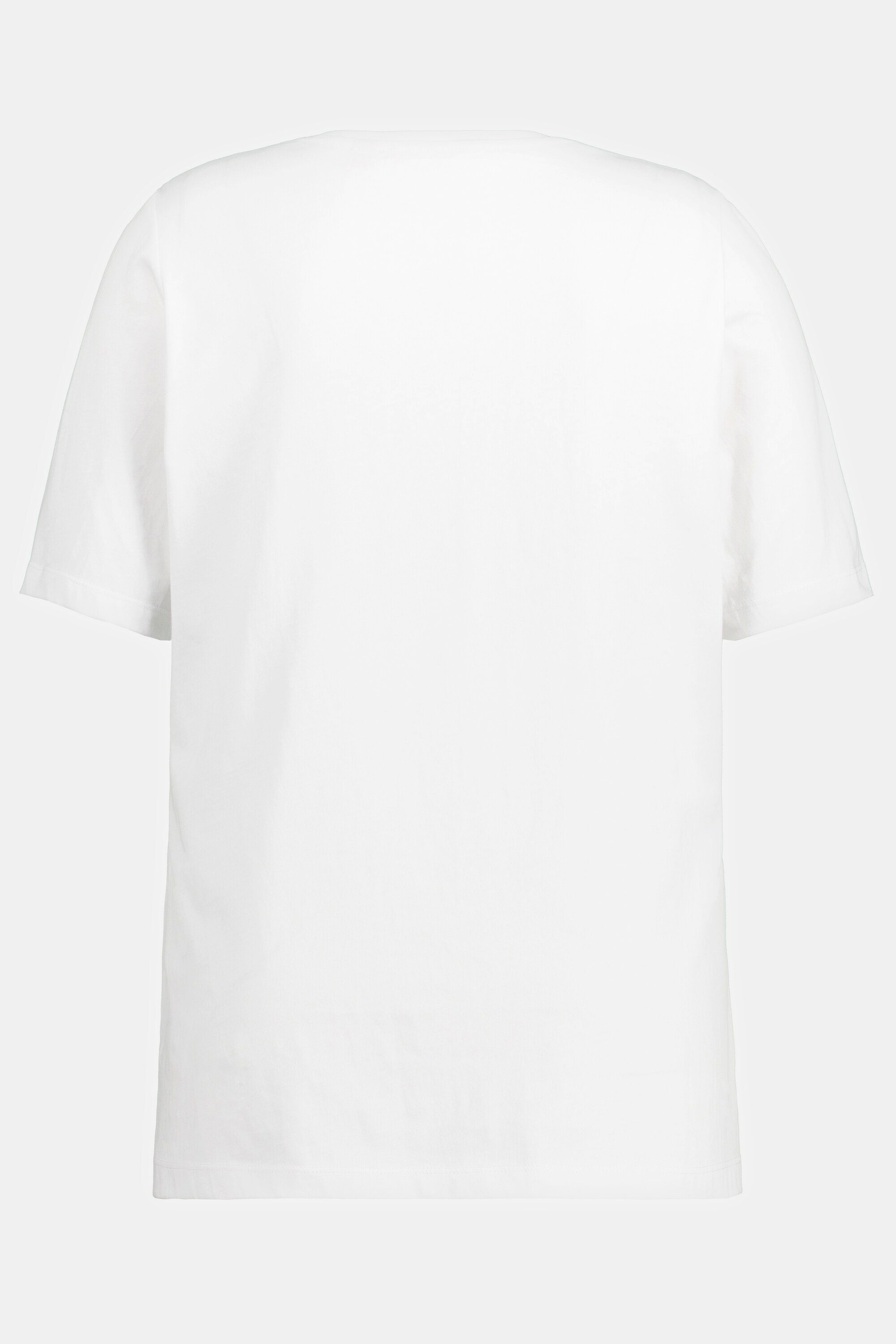 Ulla Popken Rundhalsshirt T-Shirt bedruckt offwhite Halbarm Biobaumwolle Rundhals