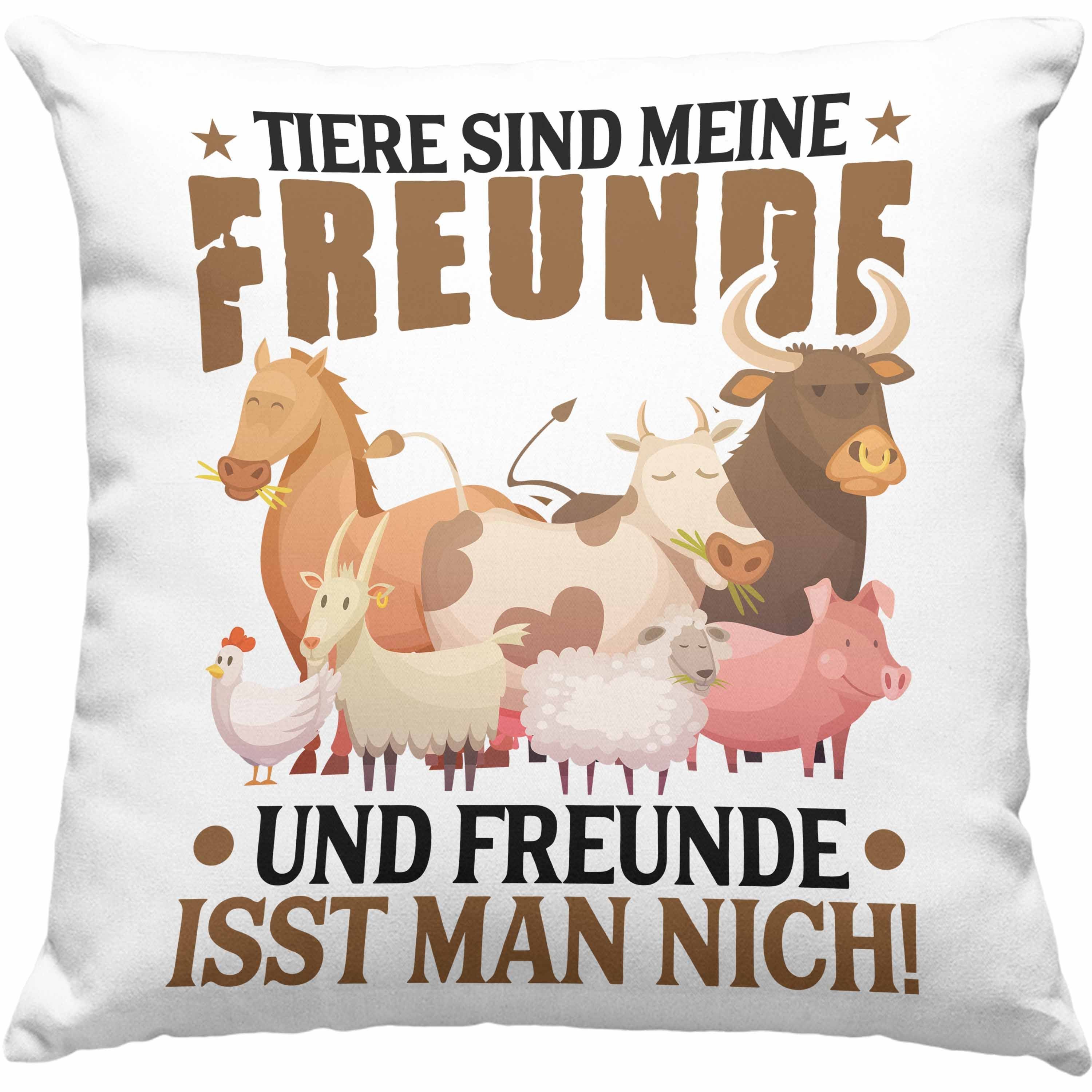 Trendation Dekokissen Trendation - Veganer Kissen Geschenk Spruch Vegan Geschenkidee Lustiger Spruch Vegane Lebensweise Veganerin Dekokissen mit Füllung 40x40 Rosa