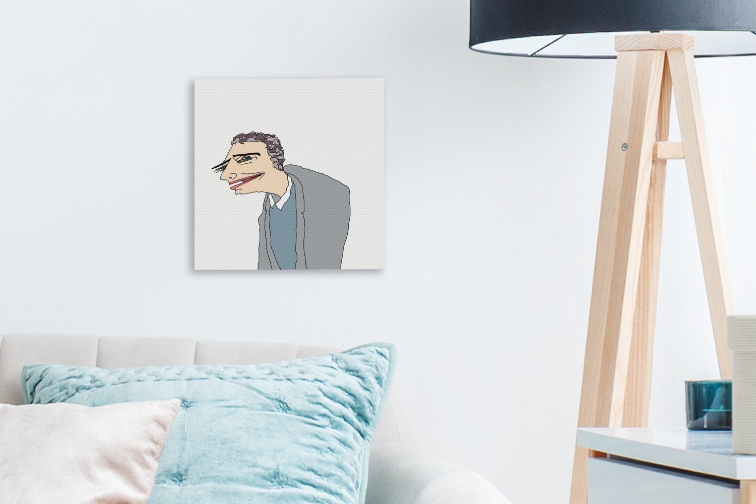 Schlafzimmer Leinwand St), glücklichen eines Leinwandbild Bilder Mannes, (1 für Wohnzimmer OneMillionCanvasses® Animation