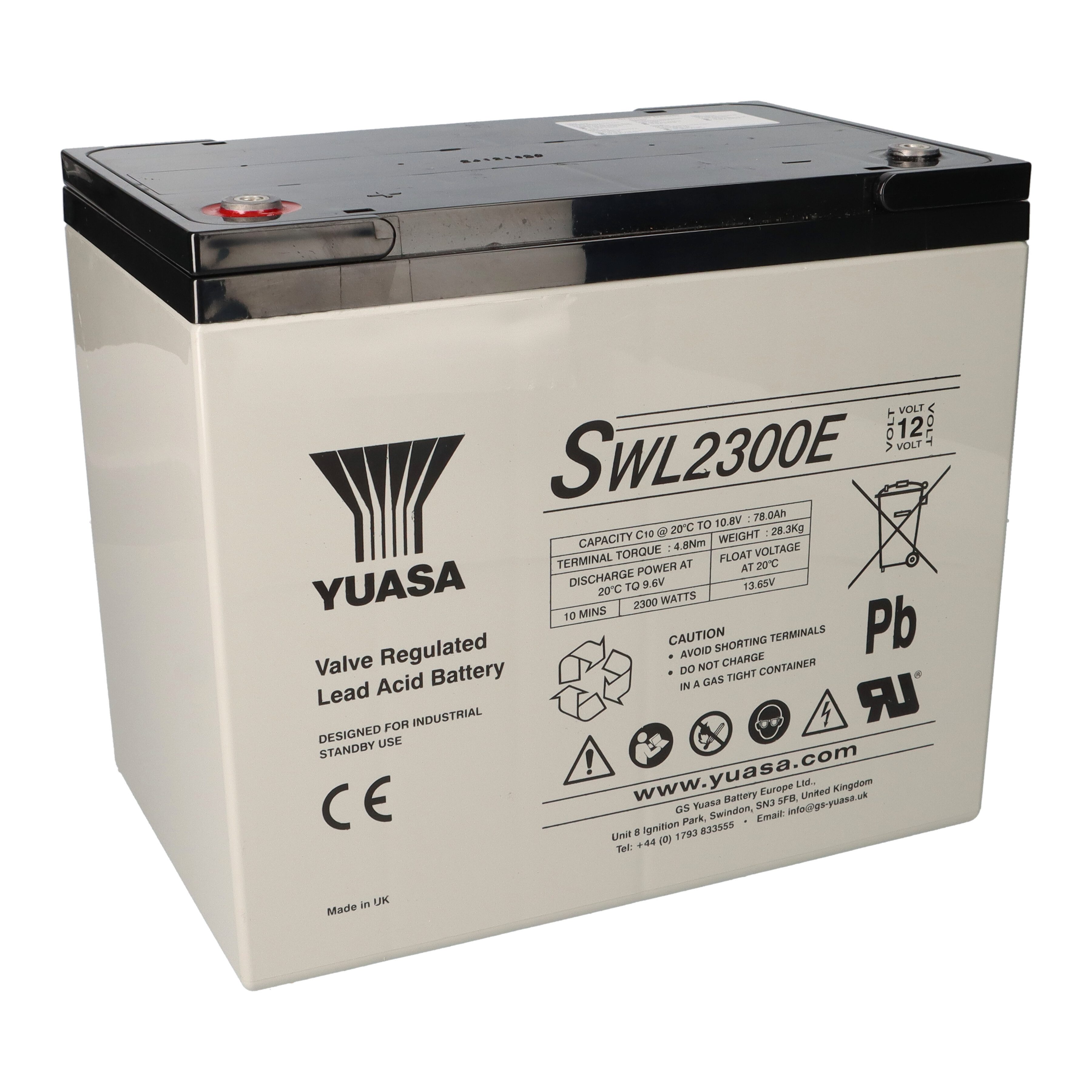 Yuasa Yuasa Blei-Akku SWL2300E Pb 12V / 80Ah 10-12 Jahresbatterie, M6 innen Bleiakkus