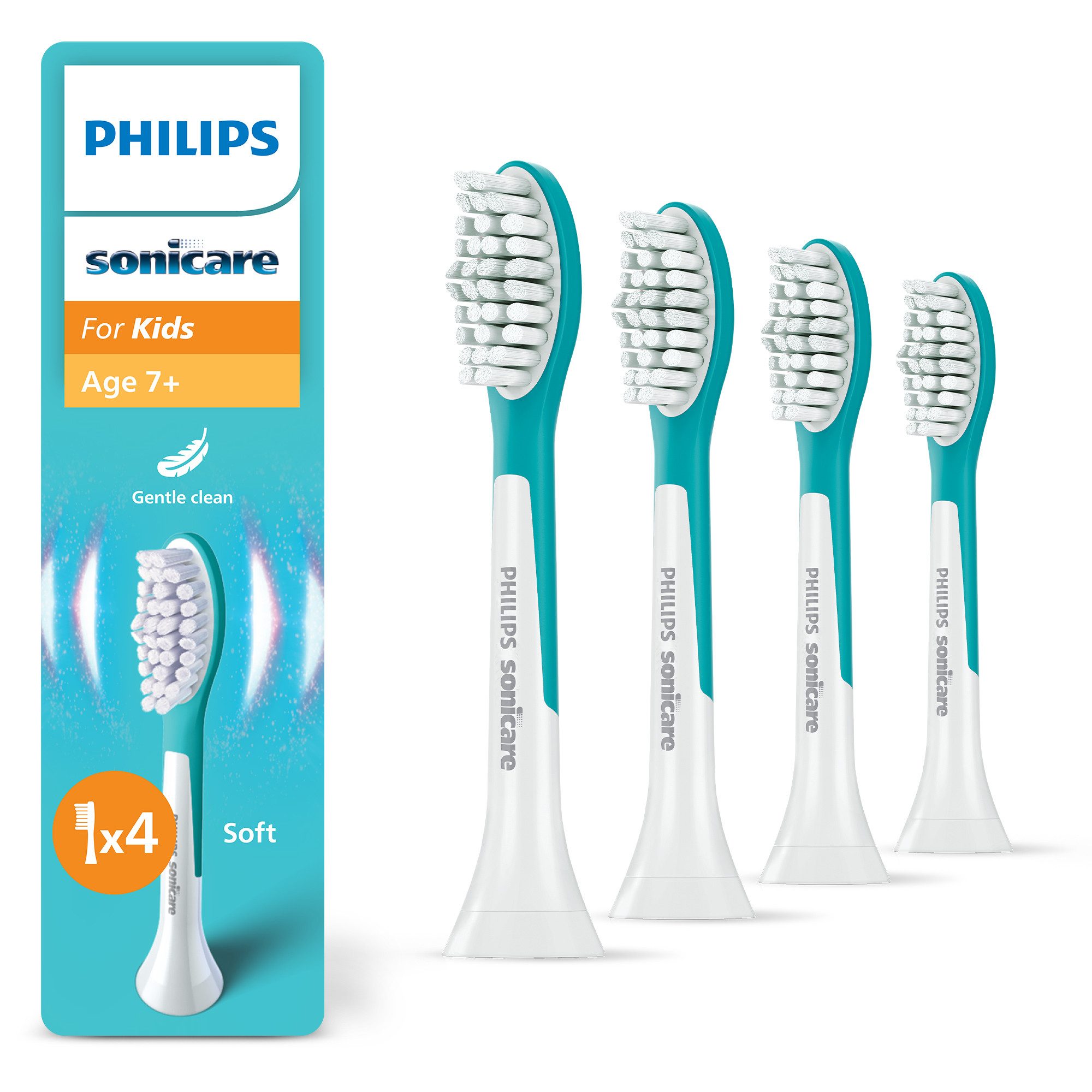 Philips Sonicare Aufsteckbürsten For Kids, für Milchzähne geeignet, ab 7 Jahren, für jedes Sonicare Handstück