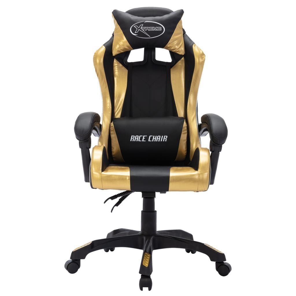 vidaXL Bürostuhl Gaming-Stuhl mit LED-Leuchten und RGB | Schwarz und Gold Schwarz Golden (1 und Golden Kunstleder Schwarz St)