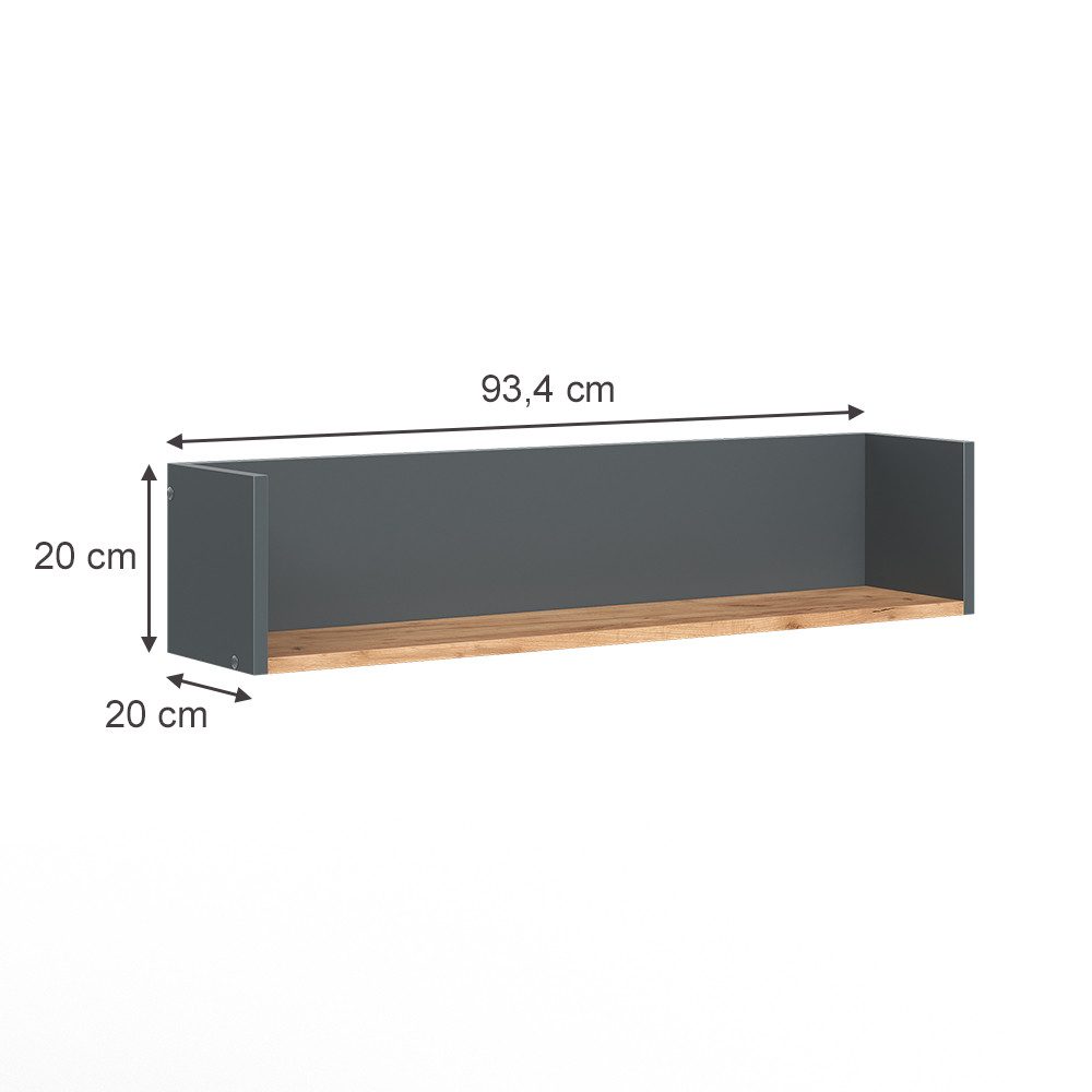 Vicco Bücherregal Viktor, Anthrazit/Goldkraft Eiche, 93.4 x 20 cm, 1-tlg. günstig online kaufen