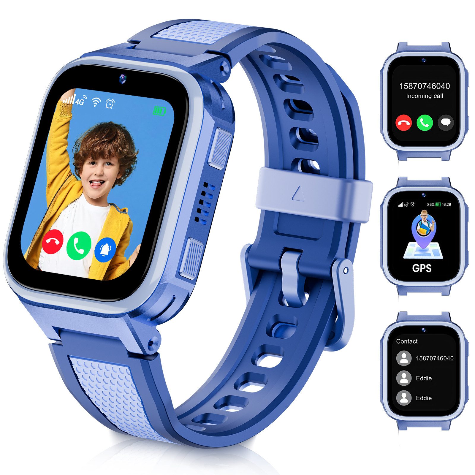 LAGENIO 4G GPS Smartwatch Kinder: Telefonfunktion, SOS, Videoanruf Kinderuhr Smartwatch (IPS-Farb-Touchscreen cm) Kids Smartwatch mit Schulmodus, Stundenplan & Videoanrufe, GPS+LBS+WIFI+AGPS-Tracker mit Sicherheitszoneneinstellung, Set-Info Kinderuhr für Mädchen und Junge, Einfache Funktionsseit, für Mädchen Jungen 3-16 Jahre.