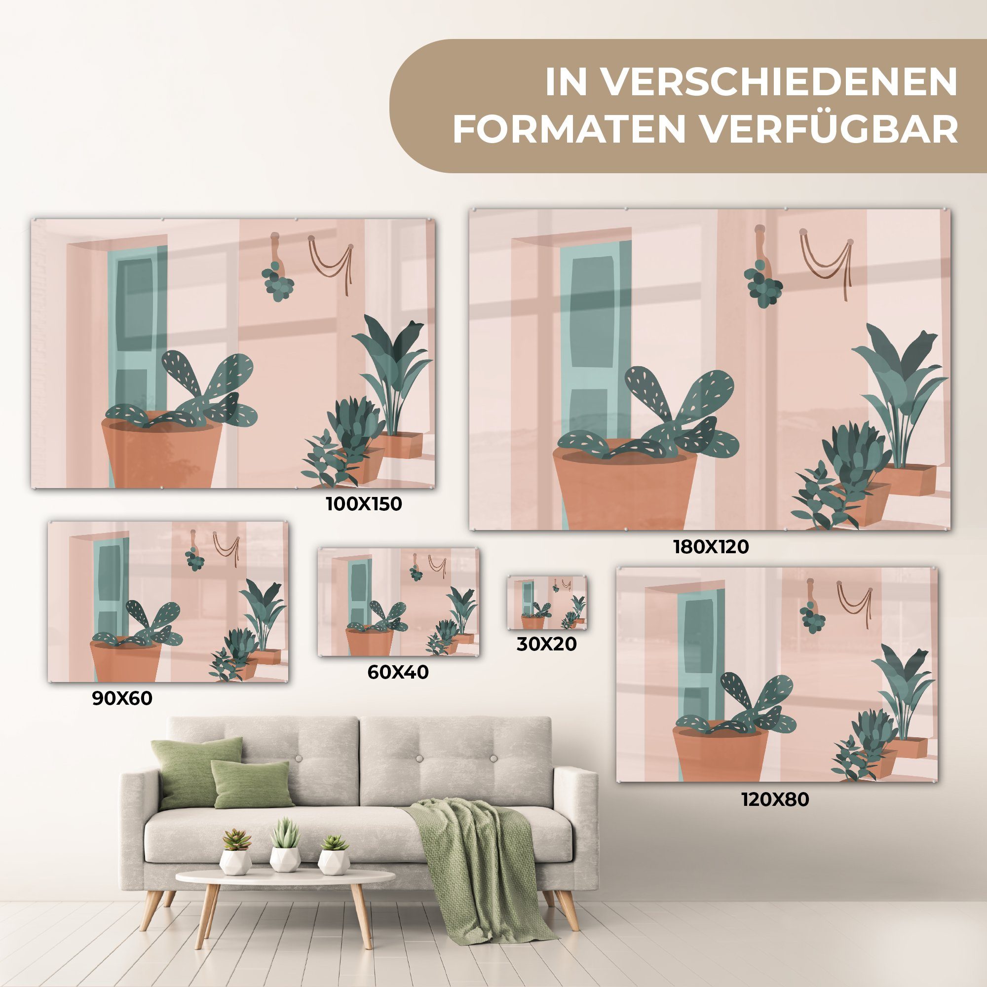 MuchoWow Acrylglasbild (1 Pflanzen Sommer Acrylglasbilder - Schlafzimmer Zuhause St), Abstrakt, - Wohnzimmer & 