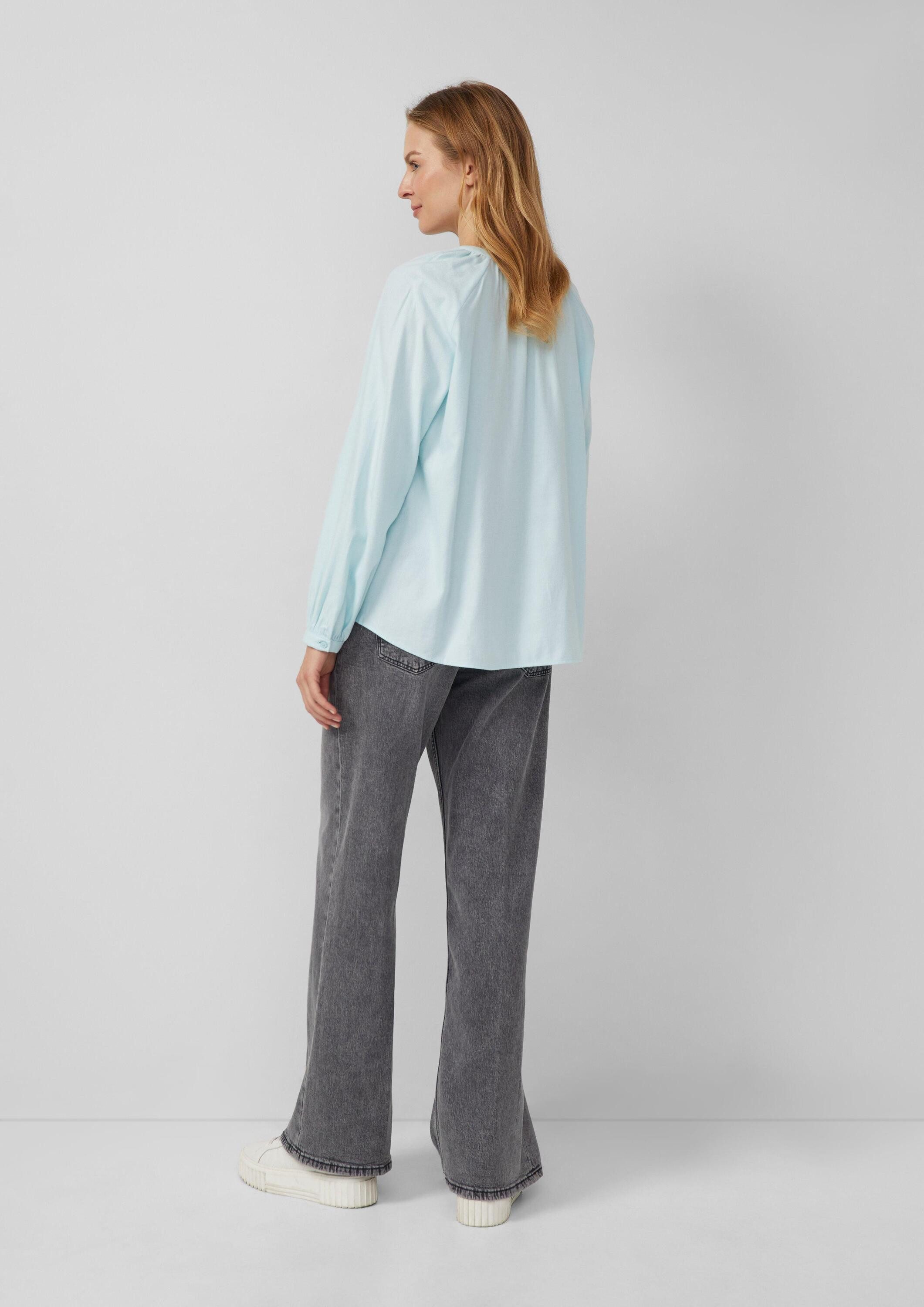 s.Oliver Langarmbluse Bluse Flanell-Bluse im Relaxed Fit mit Raffung