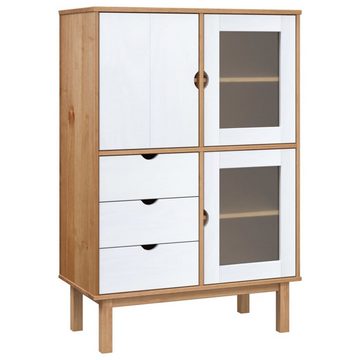 furnicato Sideboard Highboard OTTA Braun&Weiß 85x43x125 cm Massivholz Kiefer