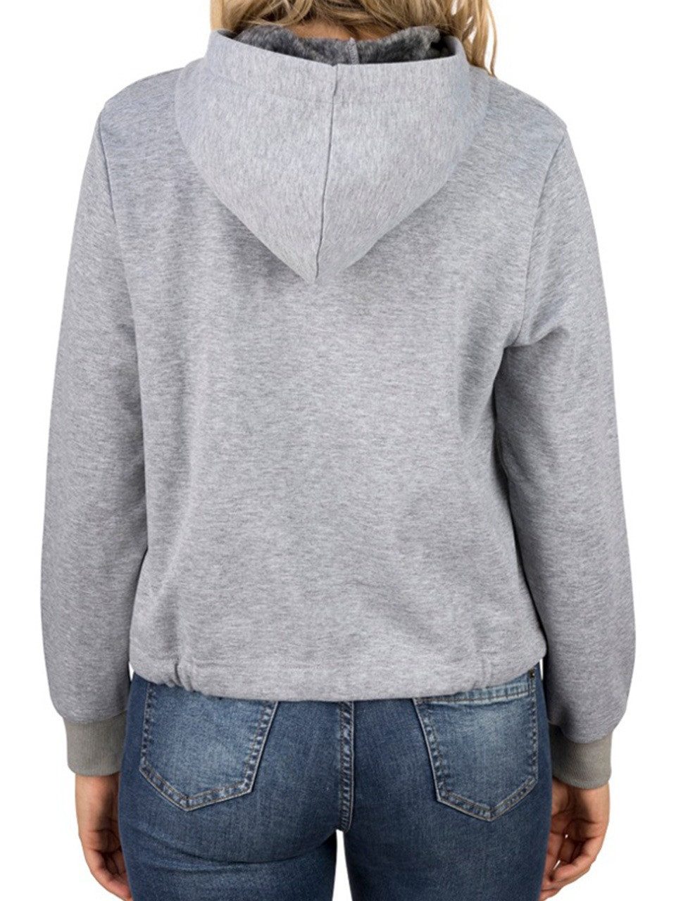 DENIMFY Kapuzenpullover Damen Hoodie DFHanna Regular Fit Crop Longsleeve Sweatshirt mit Kapuze