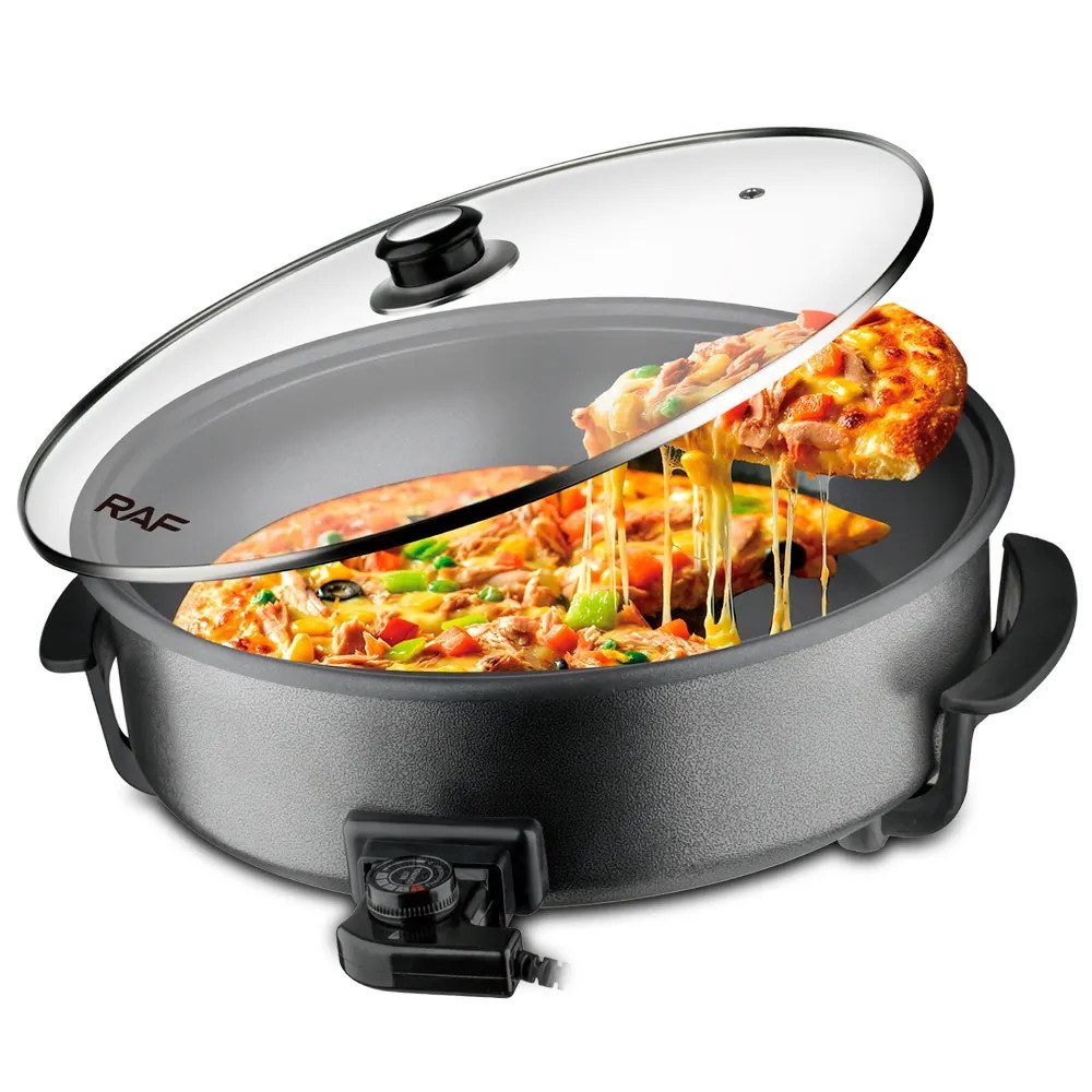 Roland Germany Pfannen-Set 26261, Edelstahl (Elektropfanne, Glasdeckel, Stromkabel mit Thermostat, 1-tlg., Set), elektrische Pizzapfanne