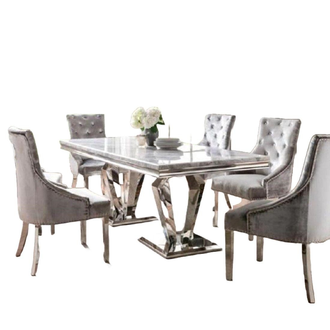 JVmoebel Esstisch Esszimmer Wohnzimmer Küche Tische Tisch Edelstahl Metall Silber, Made in Europa