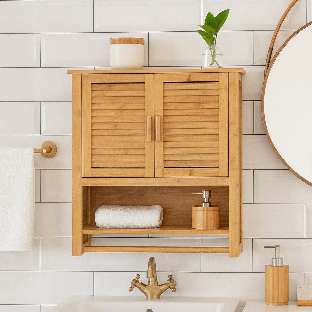 AD.CON Wandhängeschrank Hängeschrank Wandschrank Handtuchhalter Ablage Badschrank Regalfächern – Bild 3 von 5