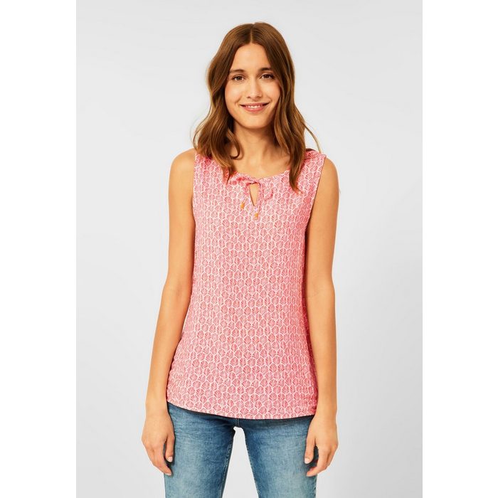 Cecil Blusentop Cecil Blusentop mit Muster in Sunset Coral (1-tlg) Locker geschnitten