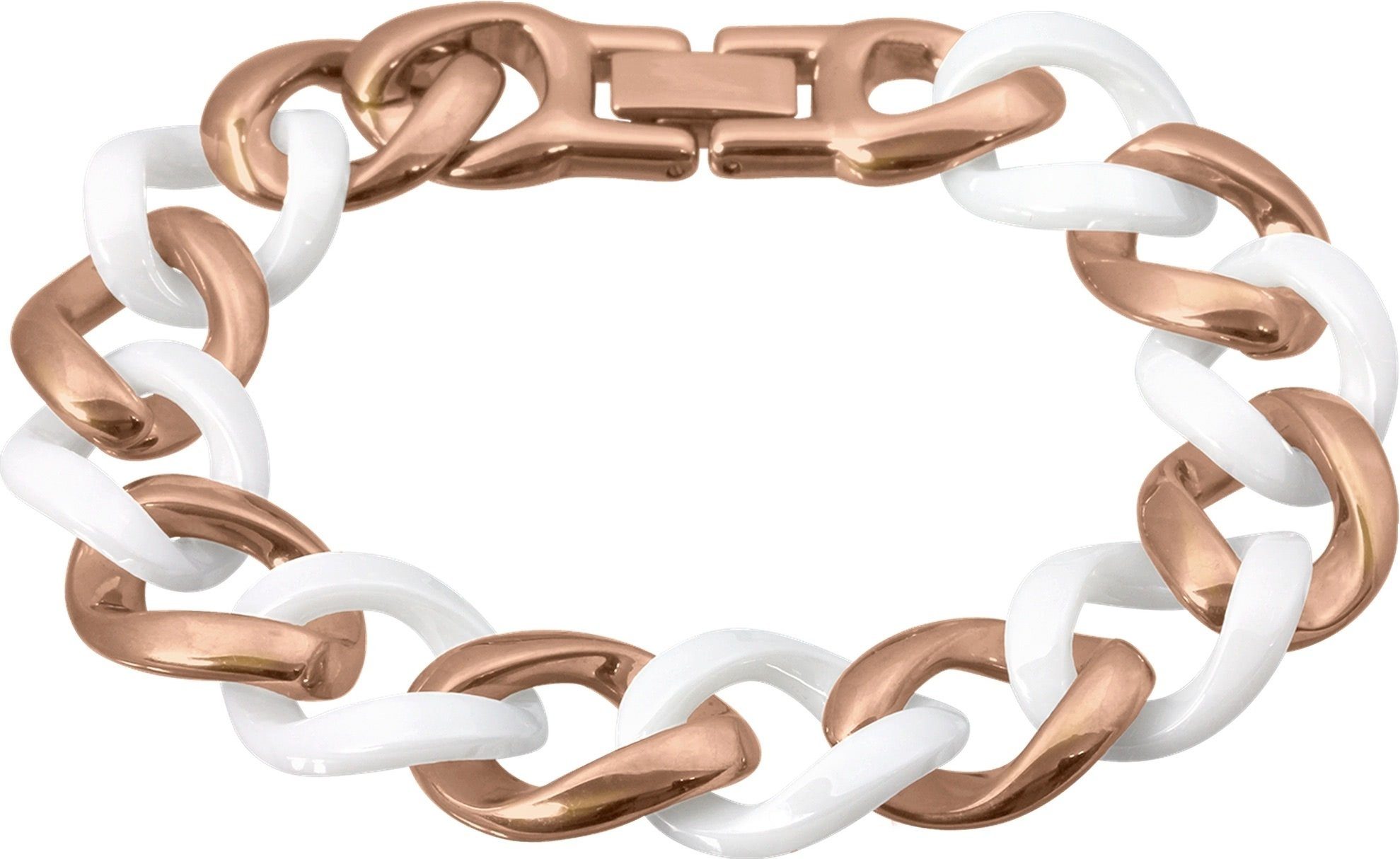 Amello Edelstahlarmband Amello Panzer Armband rosegold weiß (Armband), Armbänder für Damen Edelstahl (Stainless Steel), vergoldet (Roségold 3