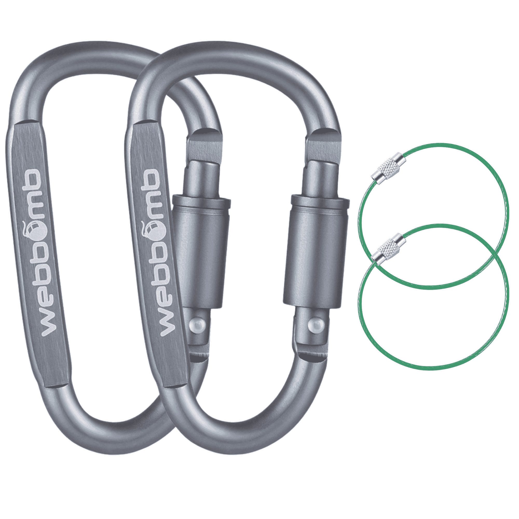 WEBBOMB Karabiner 8cm Schraubkarabiner Karabinerhaken + Schlüsselring Schlüsselanhänger, (2 St)