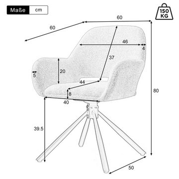 SeedWave Esszimmerstuhl Drehstuhl Esszimmer, Gepolstertem Armlehnstuhl Drehbar, weiß, Sherpa Fleece Bürostuhl, Küchenstuhl mit Rutschfester Stuhlfüße