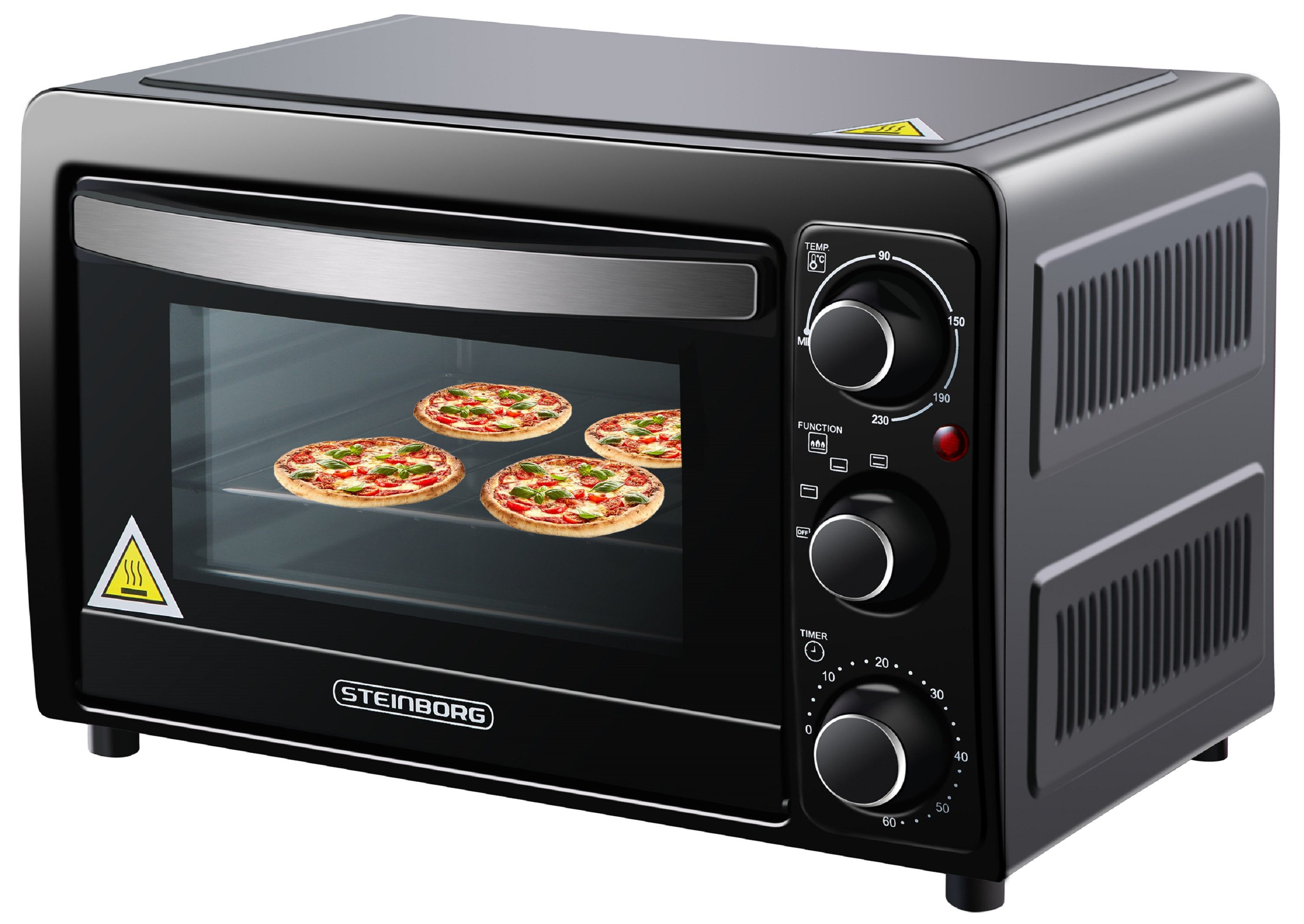 STEINBORG Minibackofen SB-3015, 15 Liter, mit Krümelblech, 1300 Watt