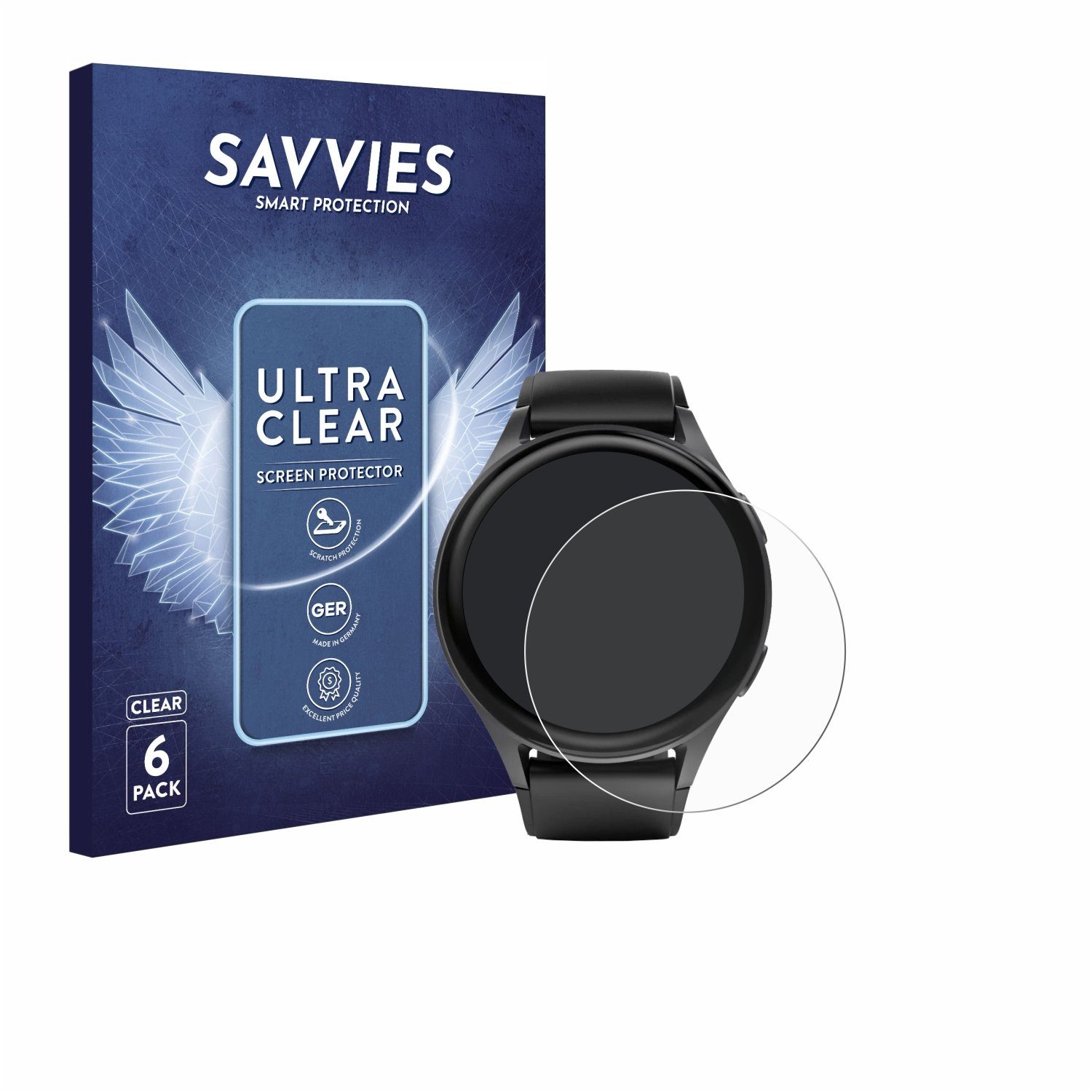 Savvies Displayschutzfolie Schutzfolie für Hama 8900 (45 mm), 6 Stück, Displayschutz Schutz Folie Klar Transparent