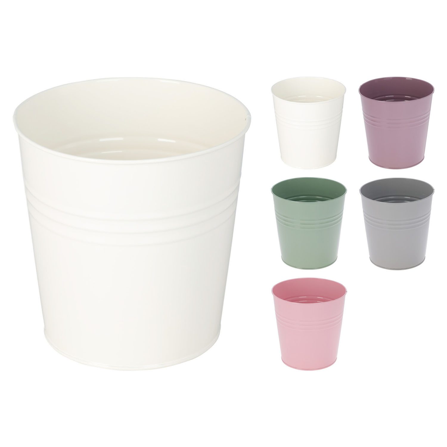 Mojawo Blumenkasten 4 Stück Blumentopf Pflanzgefäß Balkontopf Übertopf verzinkt Ø13xH11cm