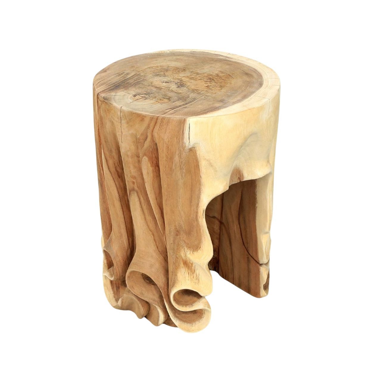Licht-Erlebnisse Hocker BALI, Holz massiv B: 35 cm Handarbeit Unikat Schnitzereien