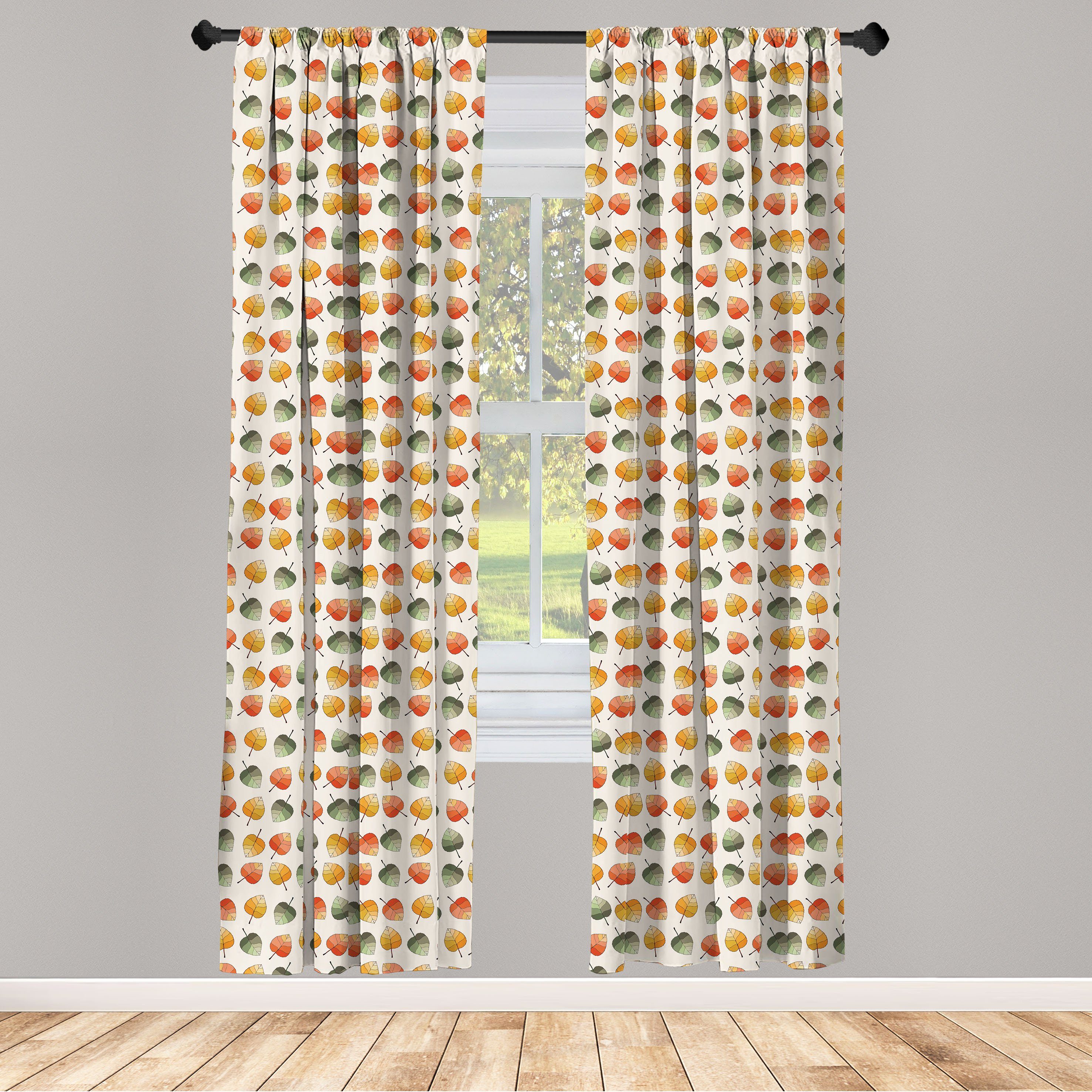 Gardine Vorhang für Wohnzimmer Schlafzimmer Dekor, Abakuhaus, Microfaser, Botanisch Bunte Herbstliche Blätter